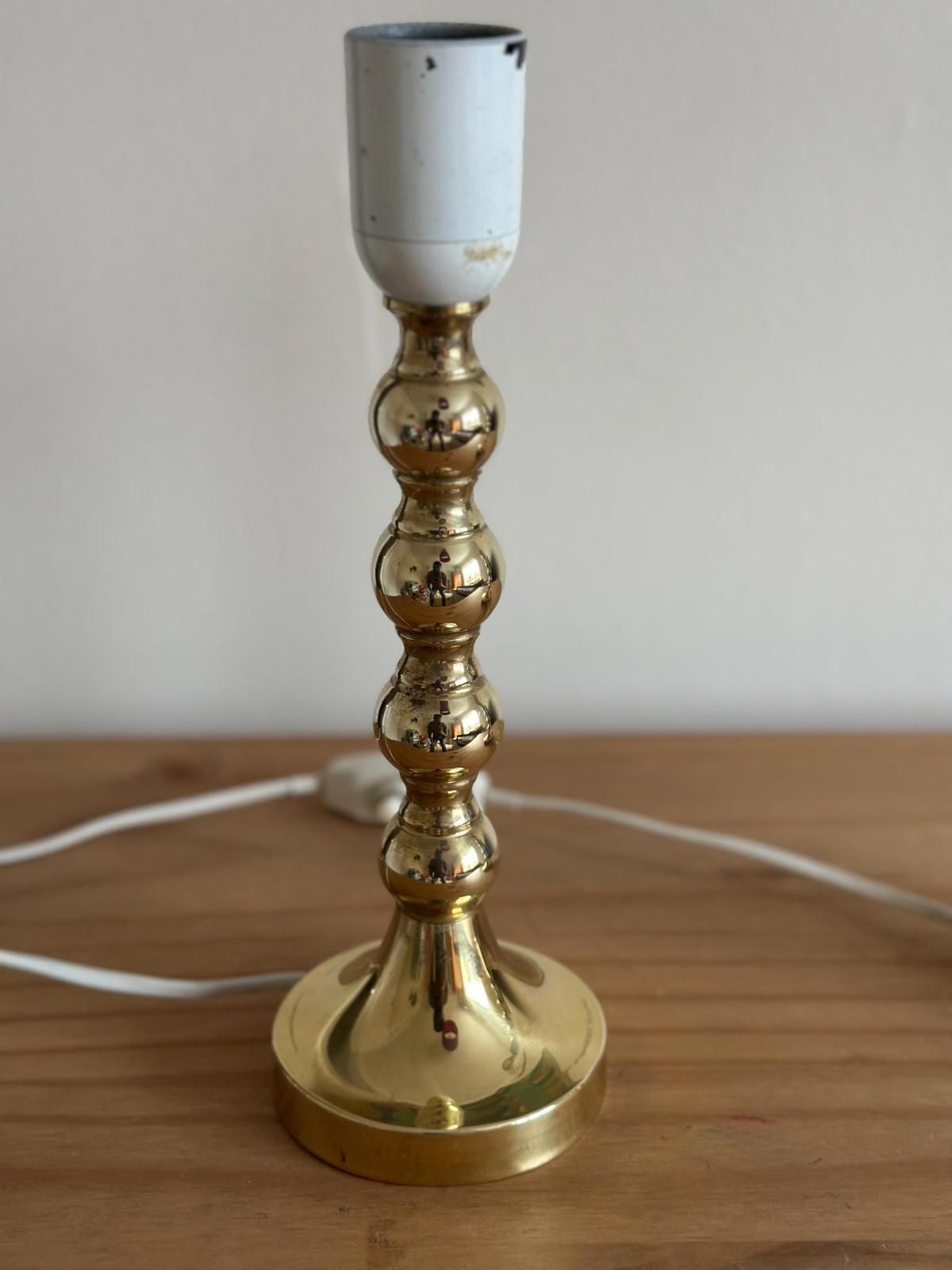 photo furniture Pair Of Mid Century Swedish Brass Lamps With French Scallop Shades