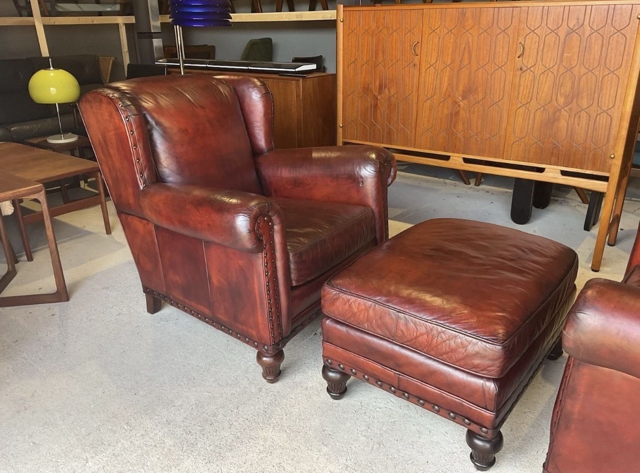 Wesley Hall Armchairs With Ottoman, Antique Farmhouse Style photo buy
