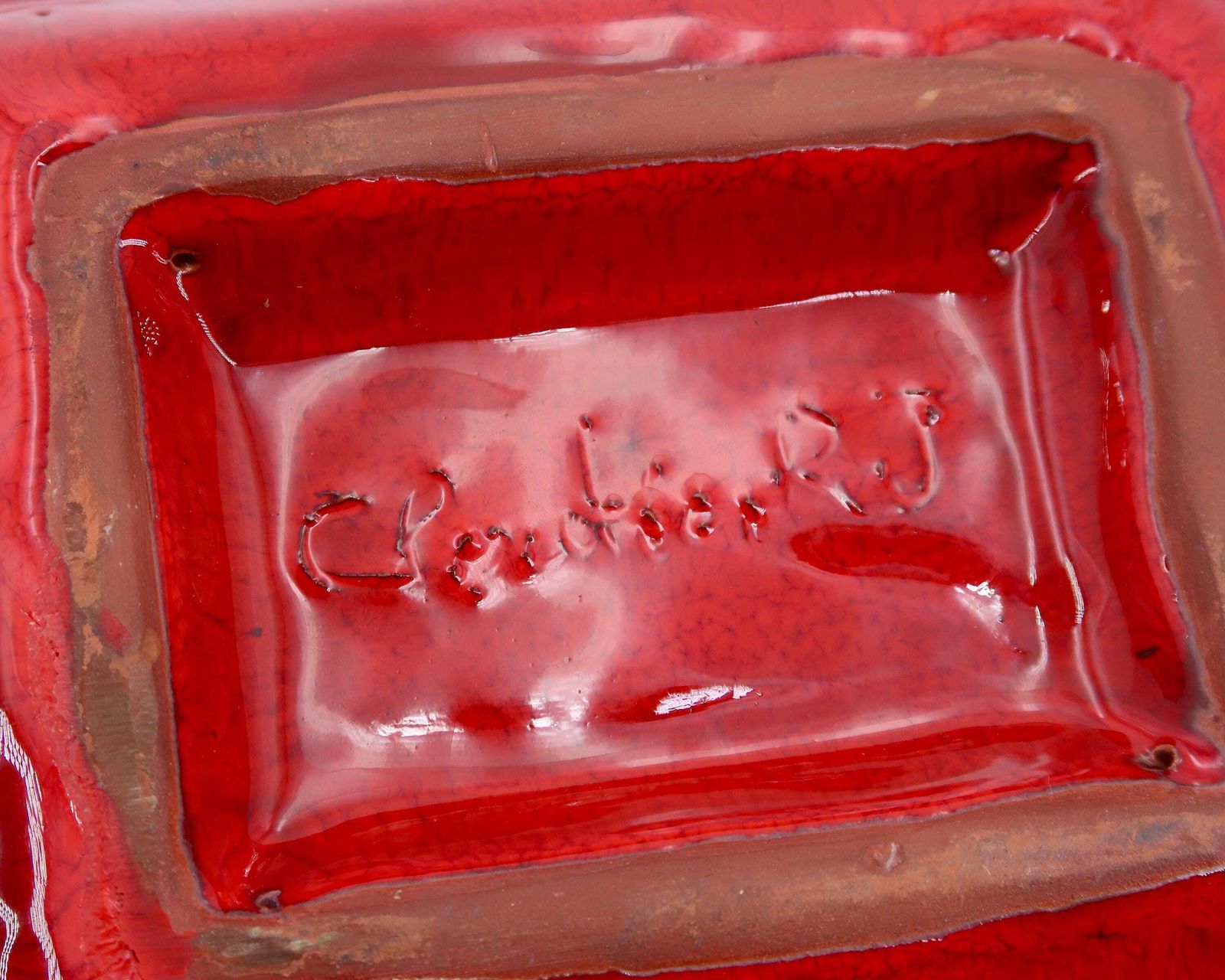 Frans Rechthoekig Rood Keramisch Schaal Of Dienblad Van Jean En Robert Cloutier, Jaren 1970 / Frères, Brothers, Home Decor, Jewelry Bowl, France, Art photo buy