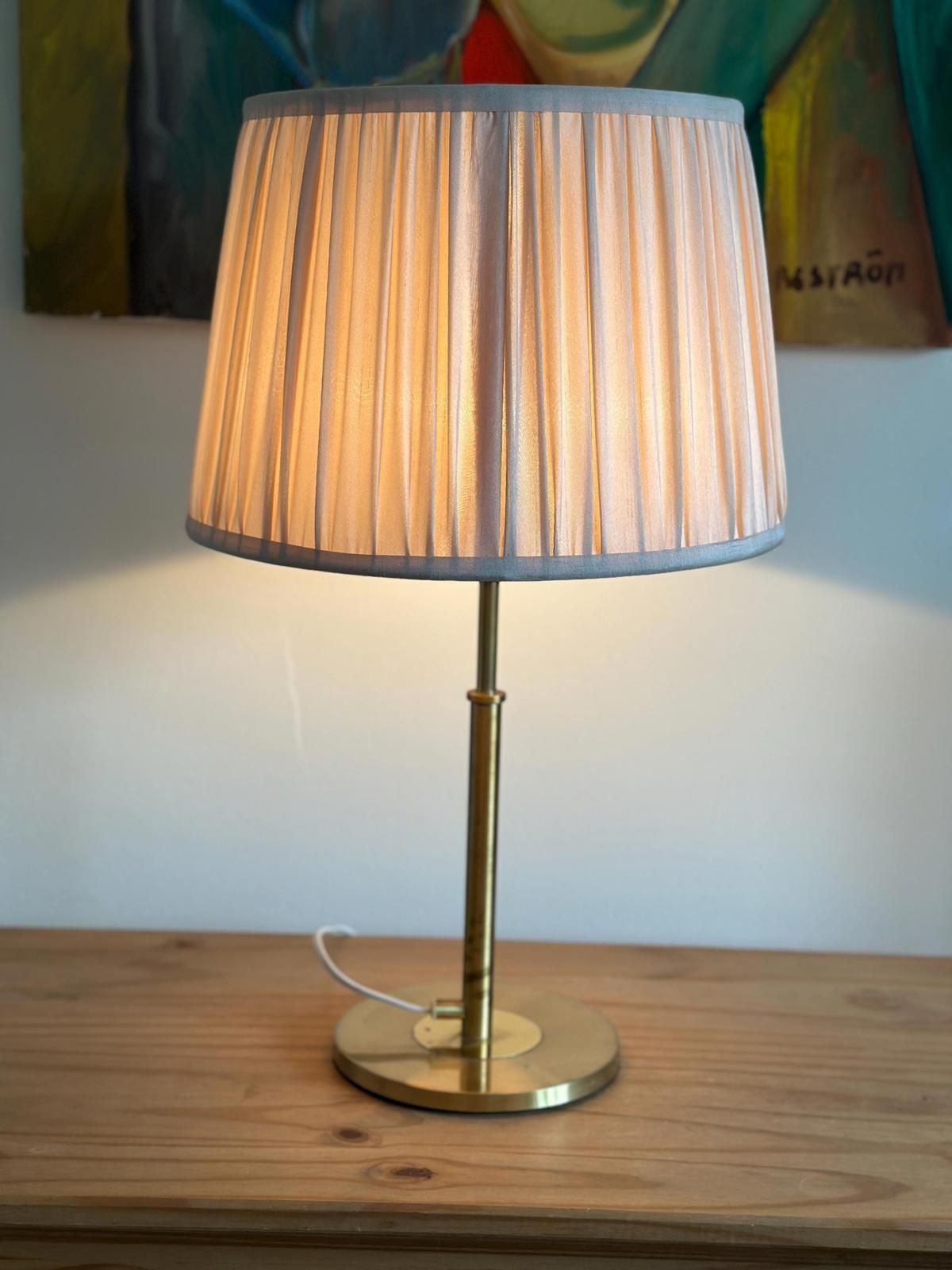 Pair Of Mid Century Style Swedish Brass Lamps By Konsethantverk photo furniture