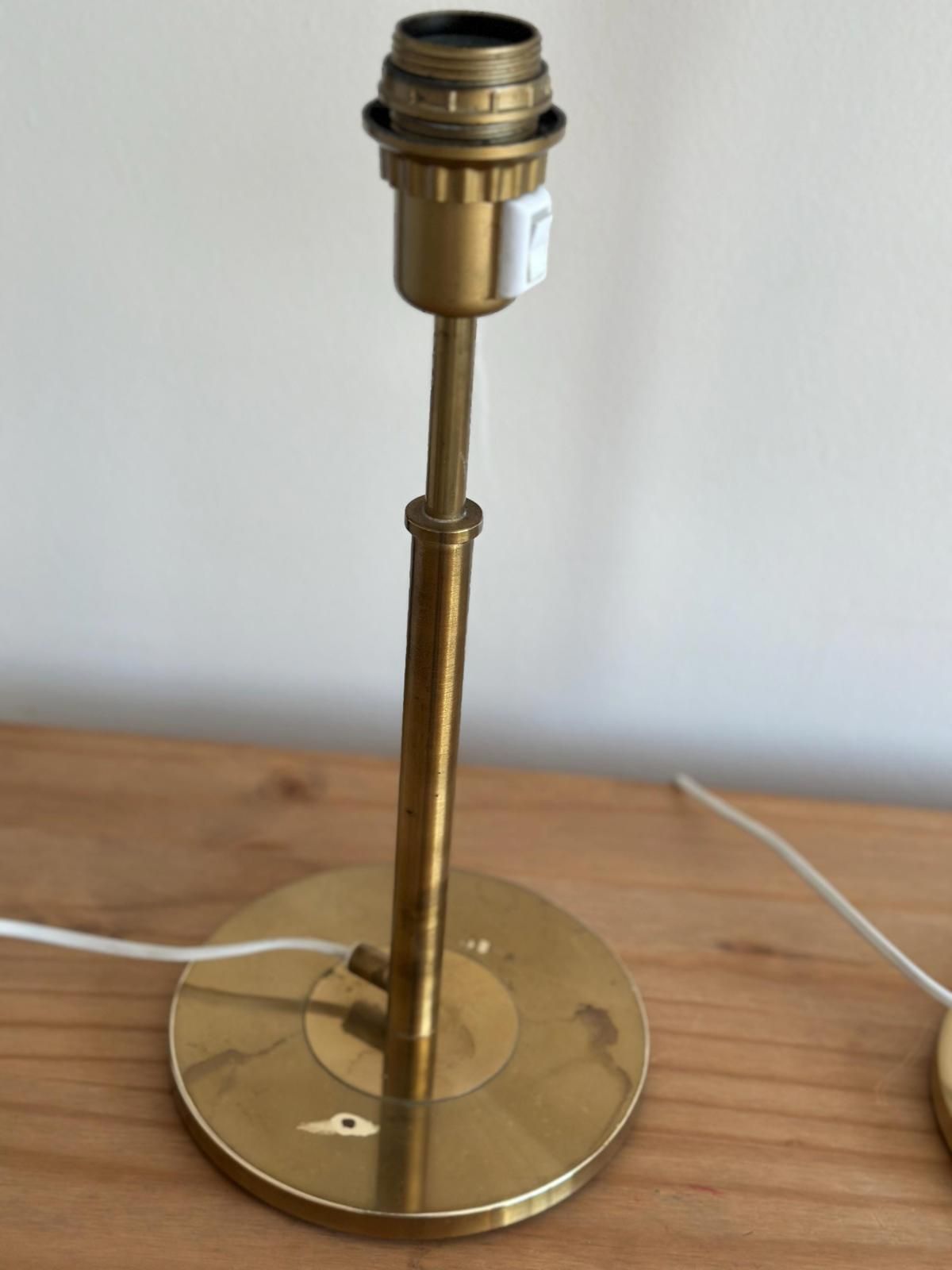 Pair Of Mid Century Style Swedish Brass Lamps By Konsethantverk photo vinterior