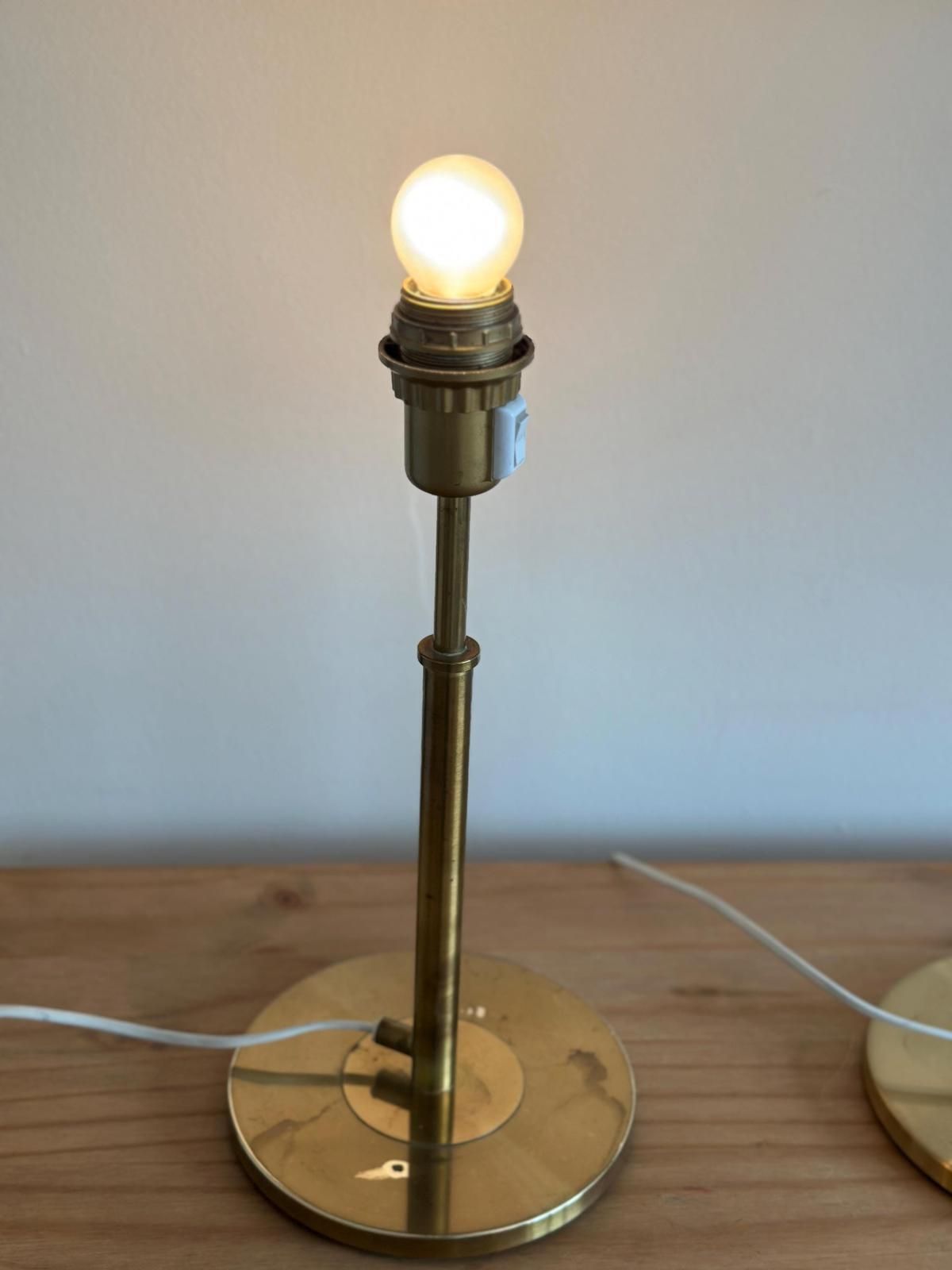 photo vintage Pair Of Mid Century Style Swedish Brass Lamps By Konsethantverk