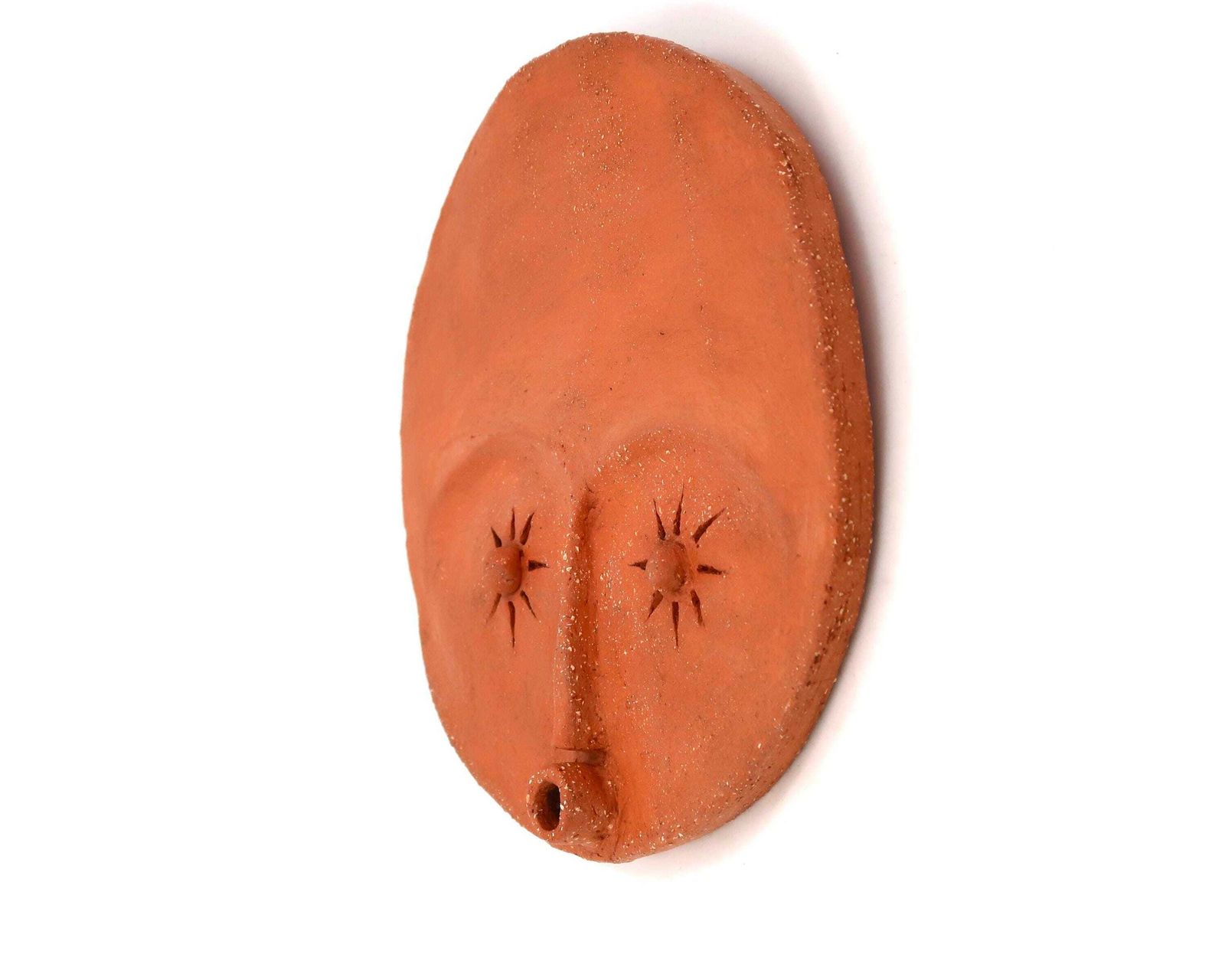 Terracotta Wall Mask, African Inspired, 1980s / Ceramic, Folk, Home Decor, Orange photo furniture