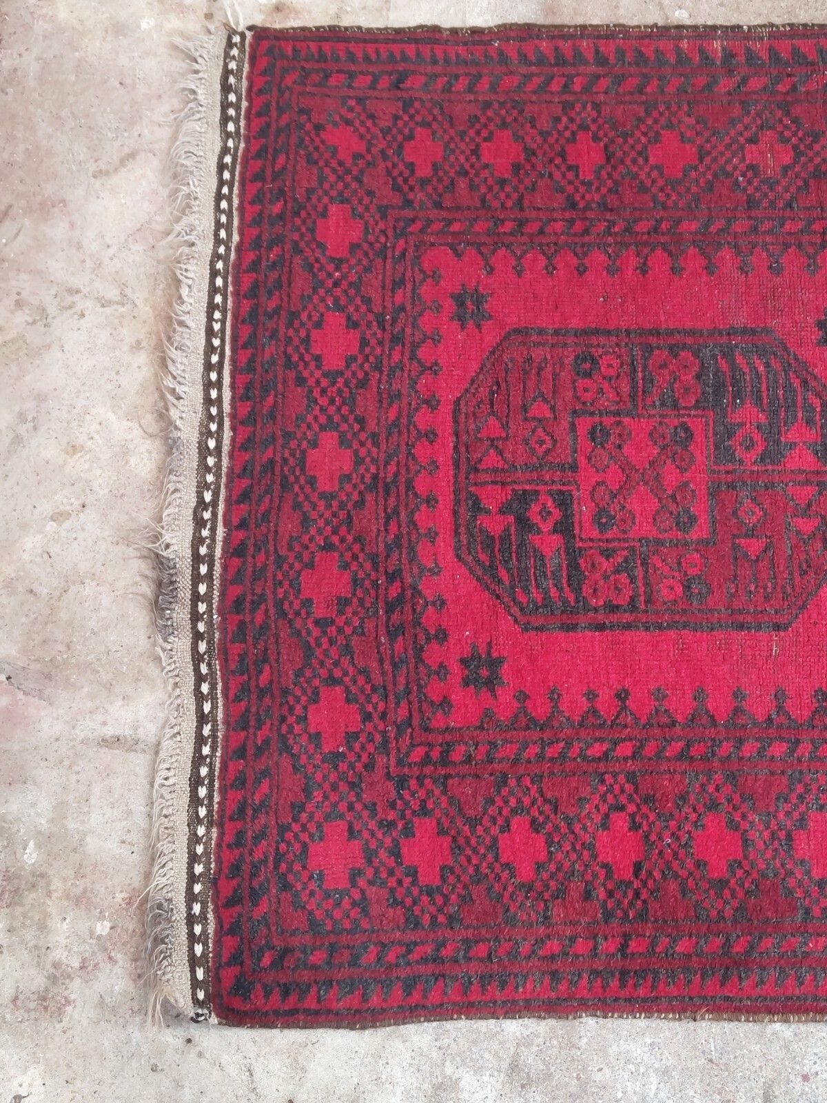 1970s Afghan Aqcha Rug 100% Wool Hand Knotted Hand Dyed 160cm X 104cm photo 200.0
