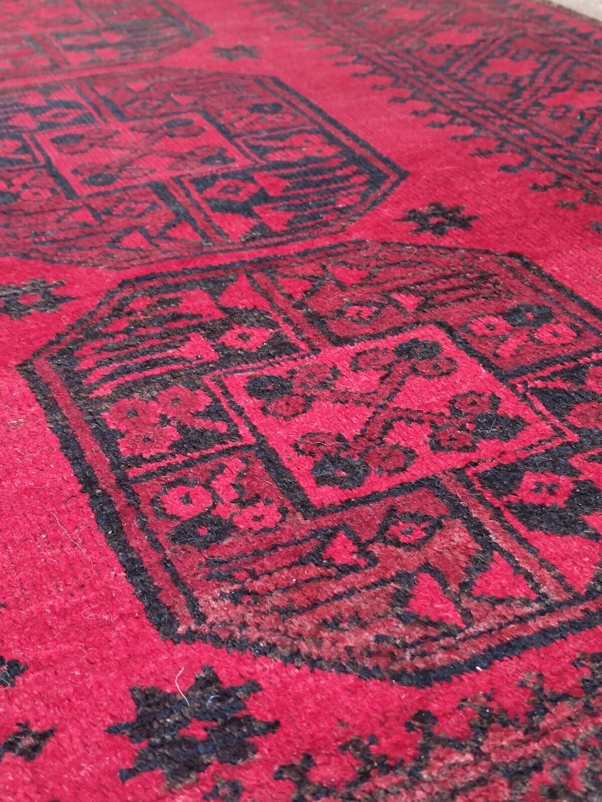 1970s Afghan Aqcha Rug 100% Wool Hand Knotted Hand Dyed 160cm X 104cm photo vintage