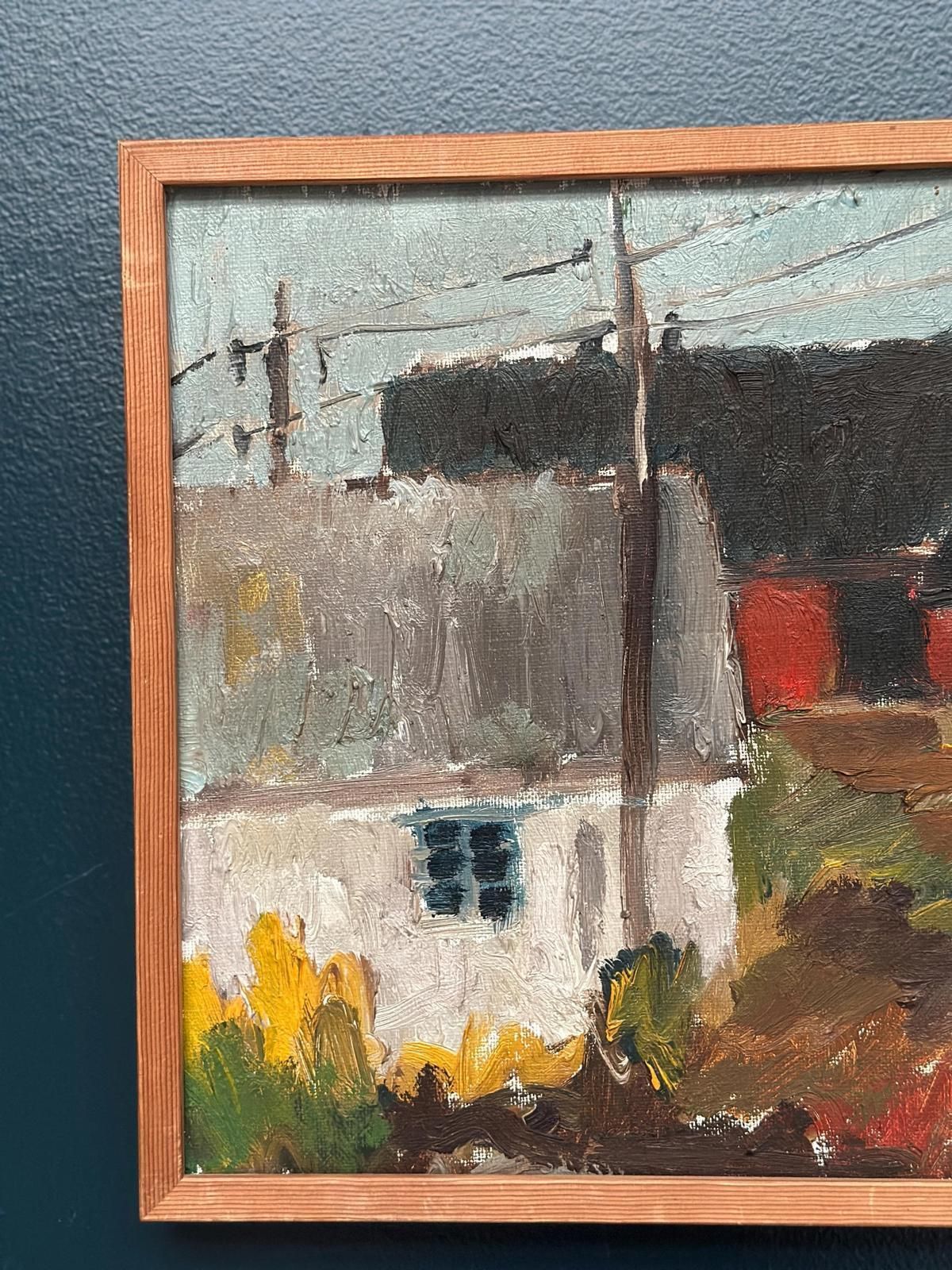 Original Mid Century Swedish Oil On Canvas – “Among The Houses” By Karl Bertil Lundh –1967 – Vintage & Framed – 32 × 35 Cm (12.6" × 13.8") photo 345.0