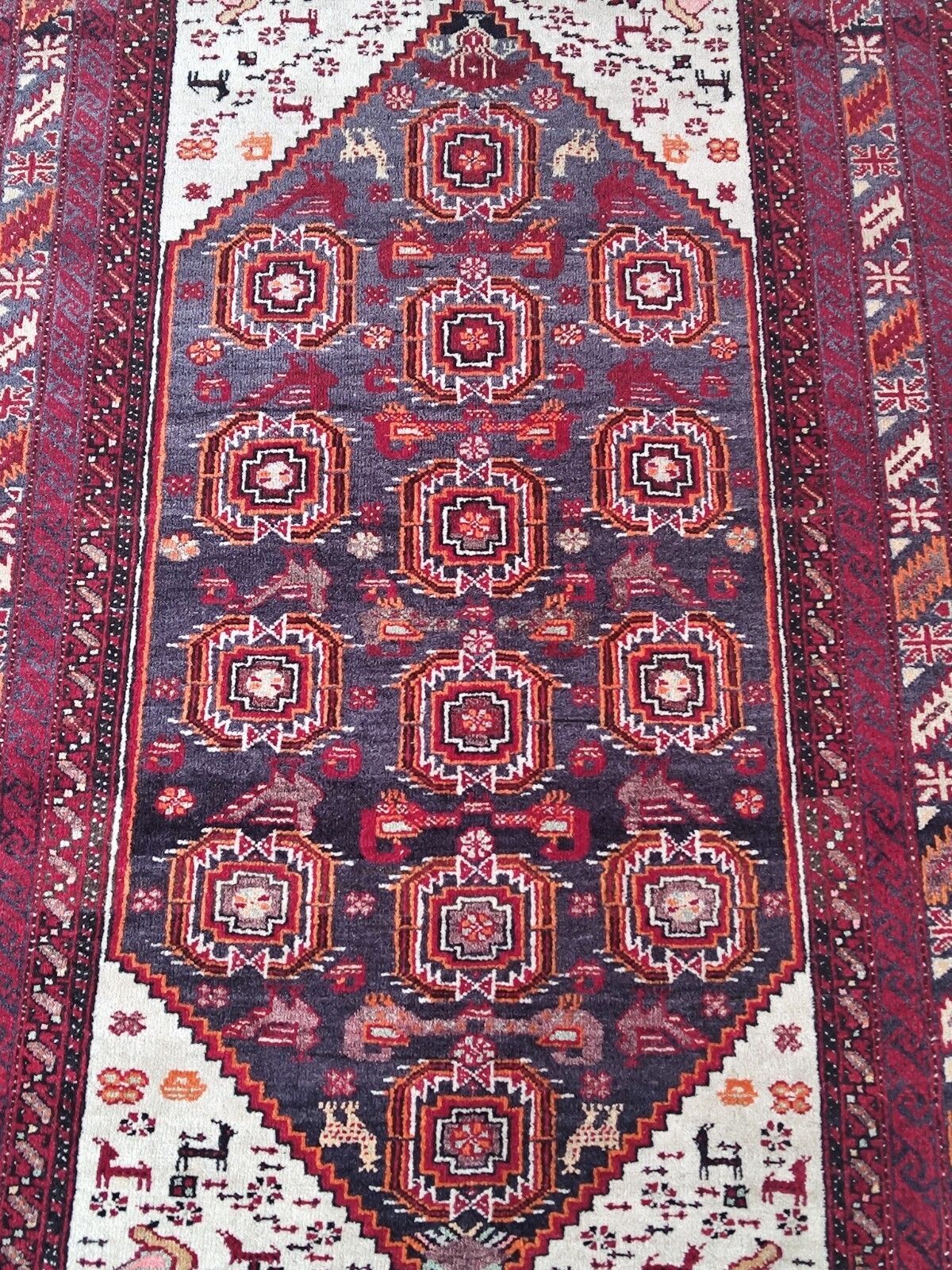 1960s Vintage Middle Eastern Hand Knotted Hand Dyed Tribal Rug 200cm X 96cm photo for sale