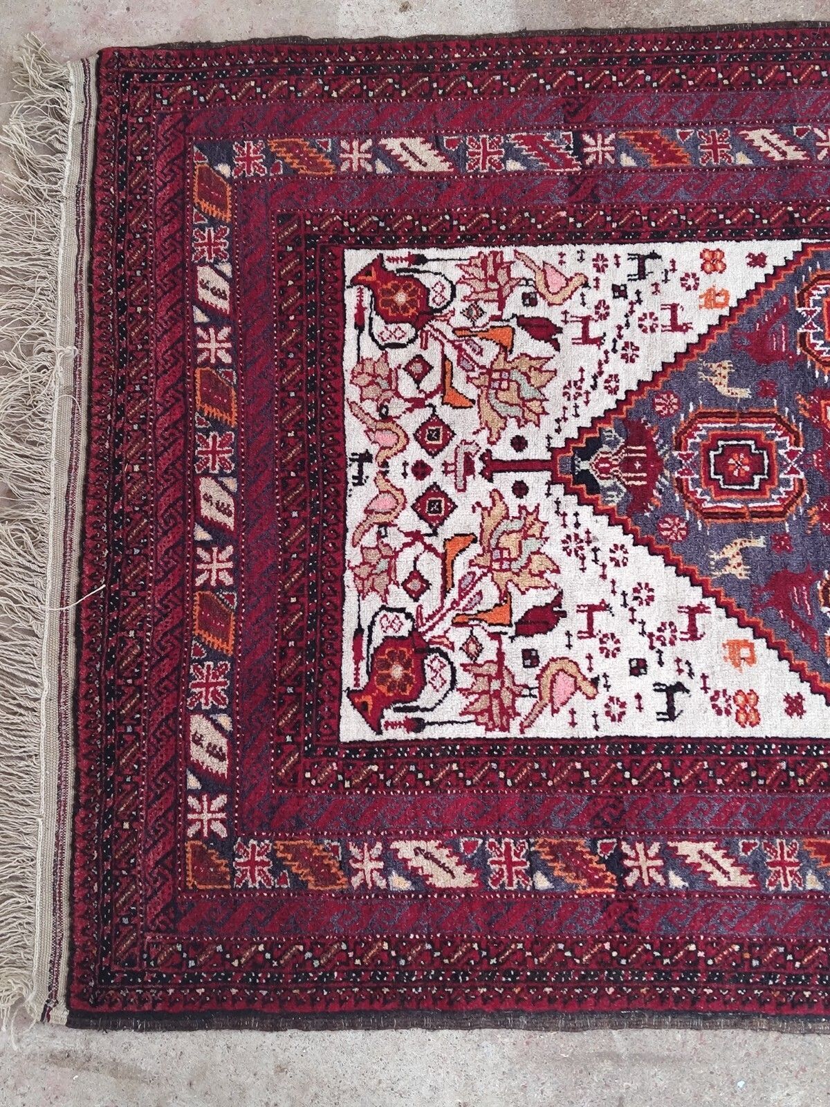 1960s Vintage Middle Eastern Hand Knotted Hand Dyed Tribal Rug 200cm X 96cm photo Textiles