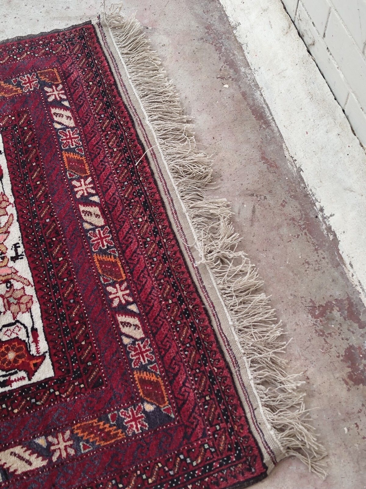 Textiles 1960s Vintage Middle Eastern Hand Knotted Hand Dyed Tribal Rug 200cm X 96cm photo
