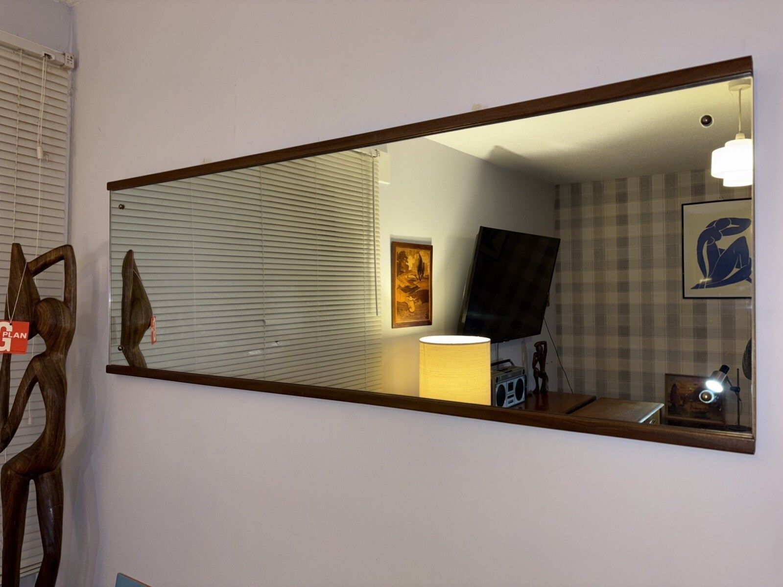 Mid Century Homeworthy Afromasic Teak Wall Mirror   Danish Style   Retro