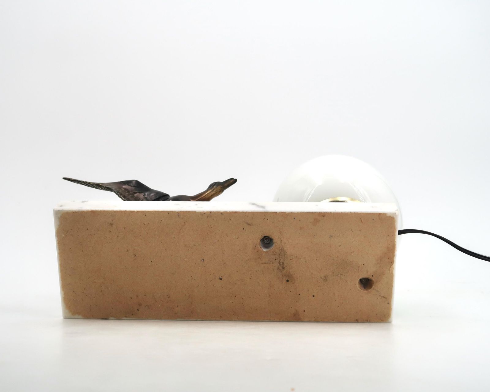 French Art Deco Table Lamp With Duck Statue, Marble Base, 1930s / France, Vintage, Home Decor, Sculpture, Lighting, Art, Bird, Animal photo buy