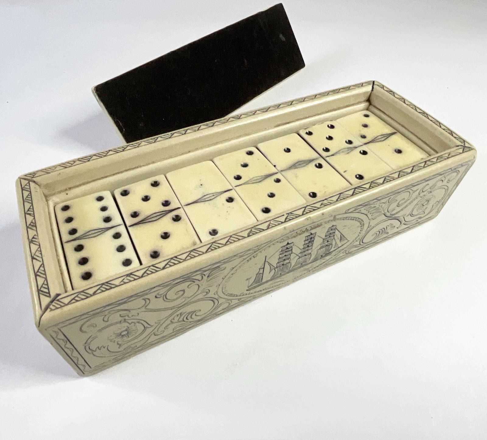 Vintage Chinese Ceramic Domino Set – 28 Tiles – Early 20th Century. photo 240.0