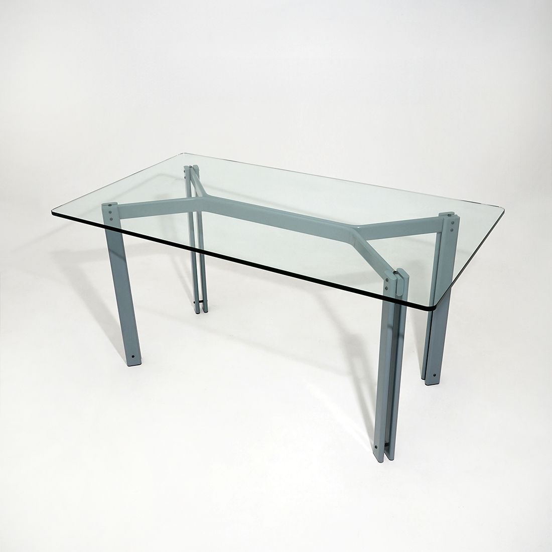 Table With Rectangular Glass Top By Bruno Brunati And Carlo Zerbaro For Cidue, 1980s