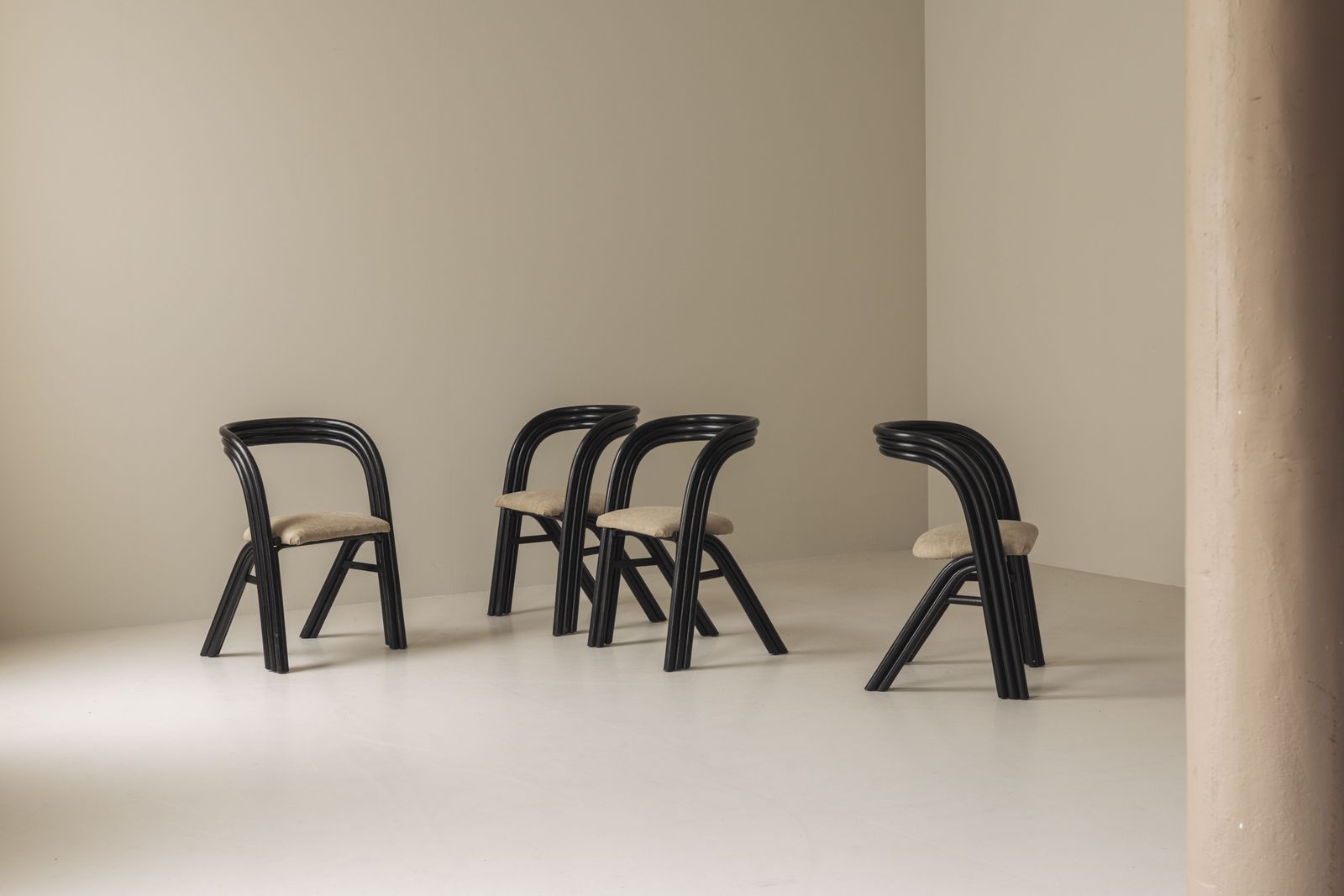 3300.0 Set Of Four Sculptural Dining Chairs By Axel Enthoven For Rohé Design, 1980s photo