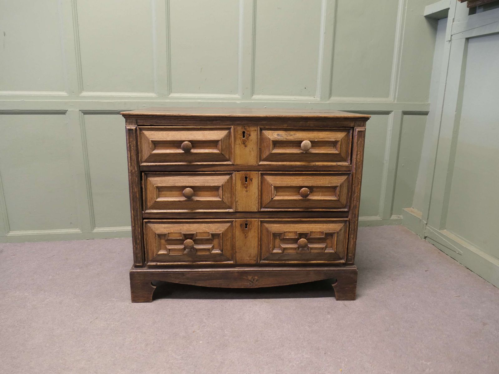 17th Century Oak 3 Drawer Chest Of Drawers photo for sale
