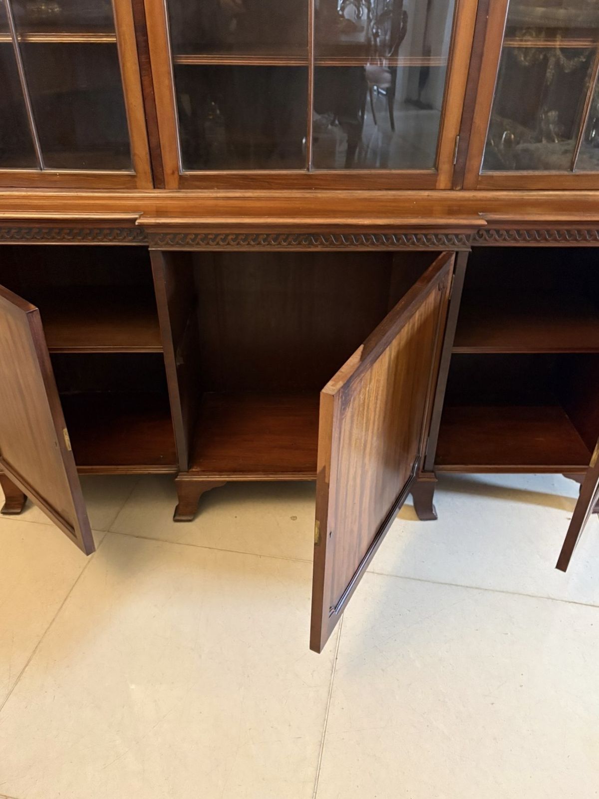 Antique Early 20th Century Mahogany Breakfront Bookcase photo Furniture