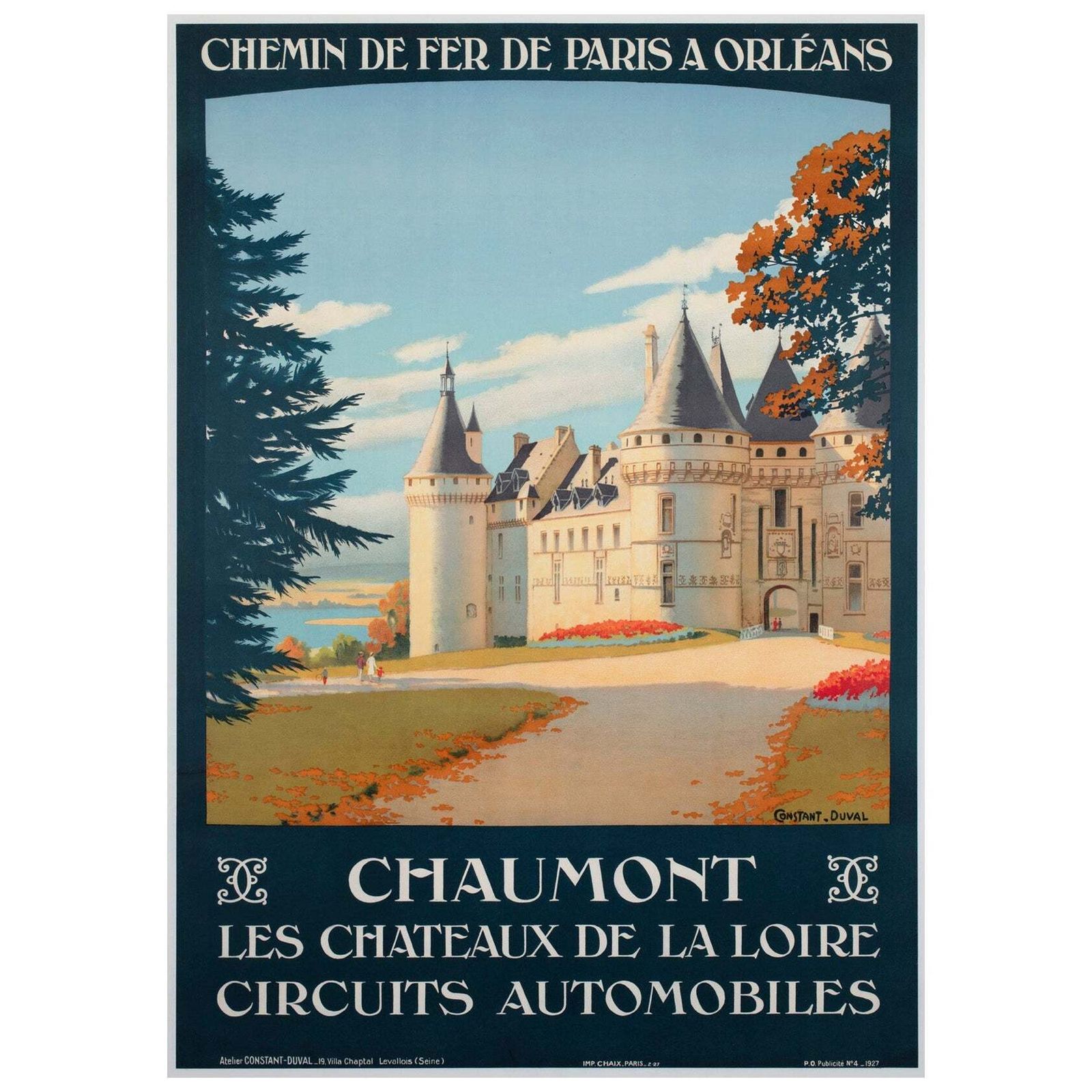 Affiche publicitaire de voyage Chaumont C1928, chemins de fer français, Contant Duval