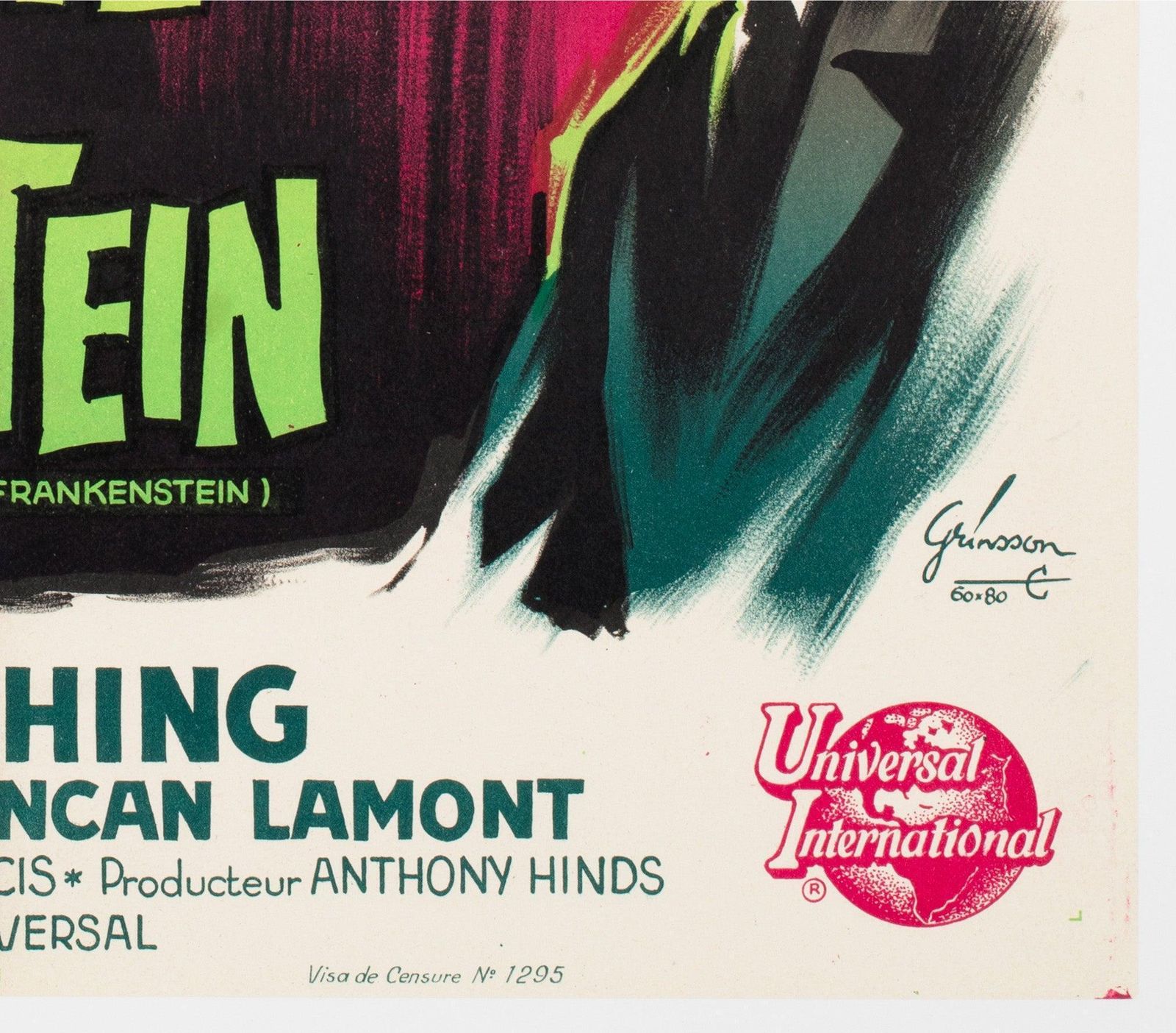 Affiche française moyenne du film The Evil Of Frankenstein, 1965, Boris Grinsson photo vintage
