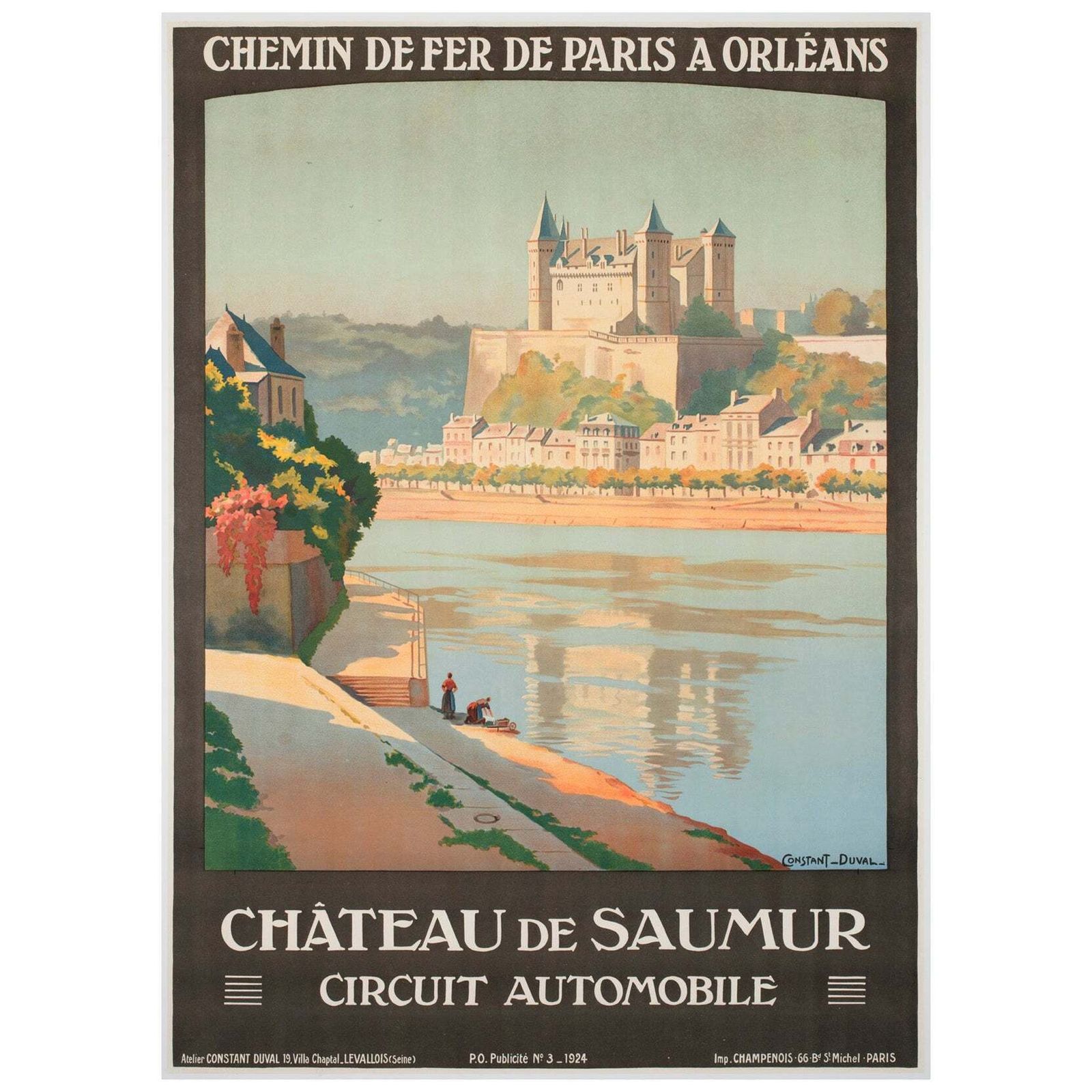 Chateau De Saumur C1924 French Travel Advertsing Poster, Constant Duval