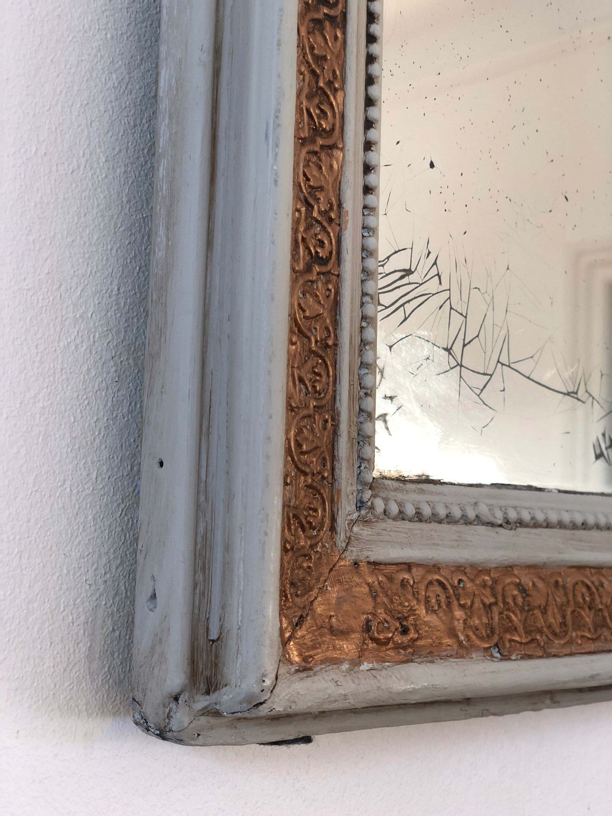 Antique French Louis Philippe Mirror – Cream And Gold, Late 19th Century photo Home Decor