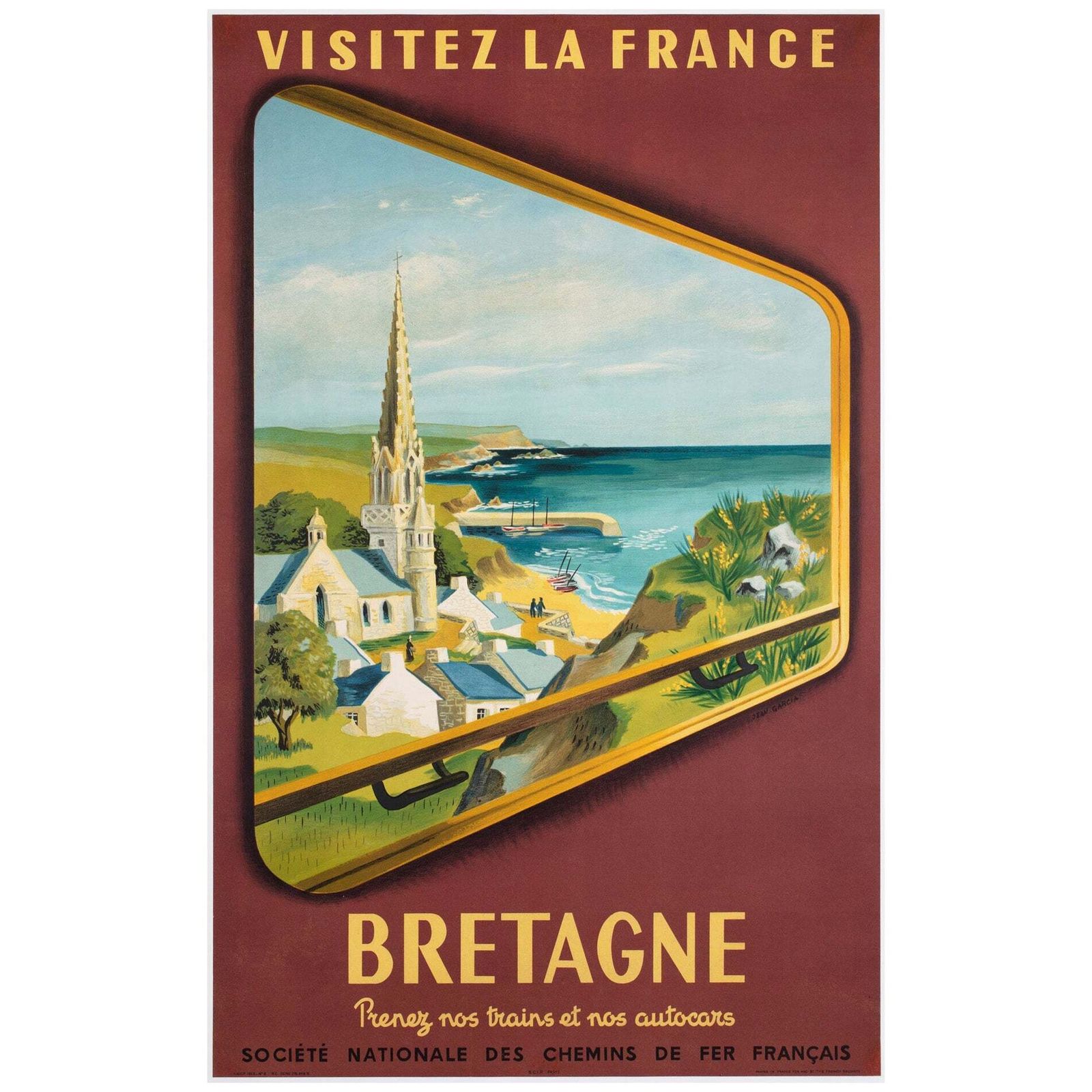 Affiche publicitaire SNCF « Bretagne 1953 », par Jean Garcia