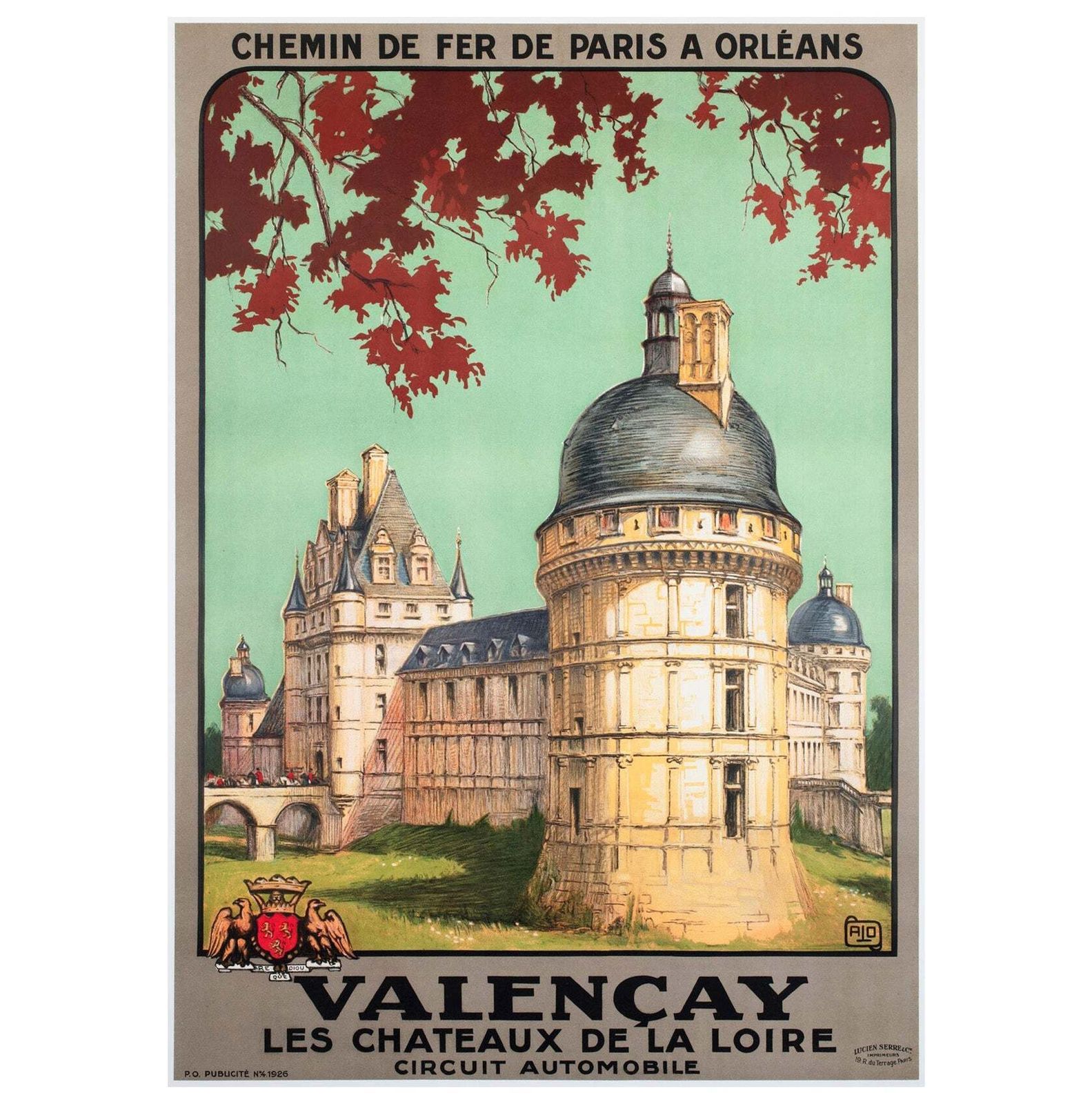 Valencay C1926 French Travel Advertising Poster, Jean Charles Hallo
