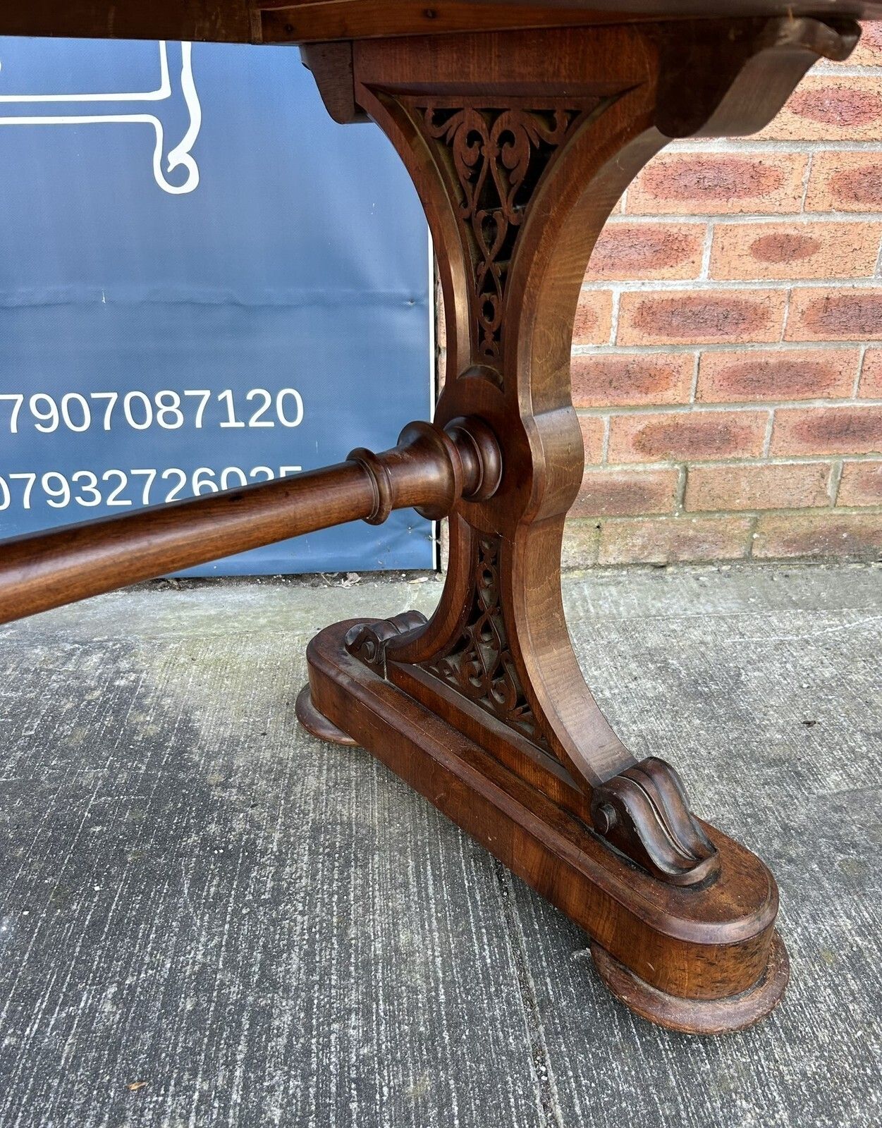 Antique Victorian Mahogany & Walnut Console Table Desk Pugin Gothic Revival photo Furniture