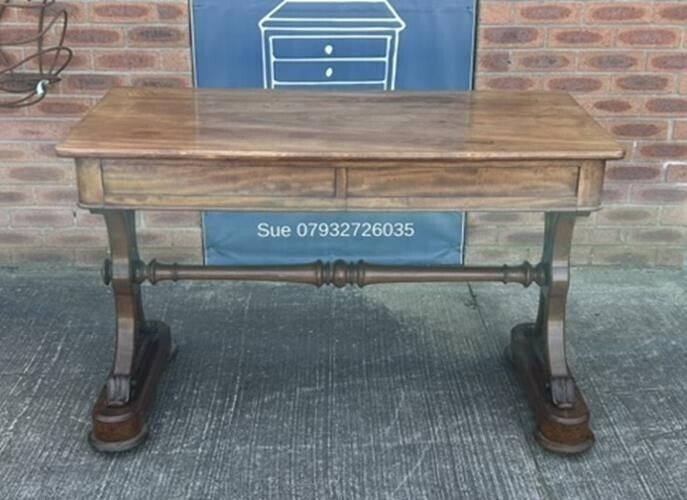 photo for sale Antique Victorian Mahogany & Walnut Console Table Desk Pugin Gothic Revival