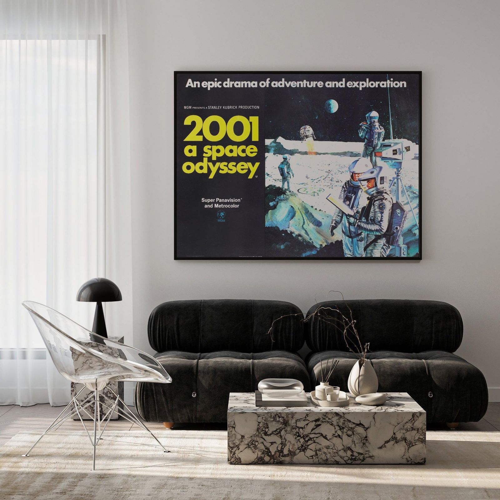 2001 A Space Odyssey 1968 Uk Quad Film Movie Poster Style B, Bob Mccall photo furniture