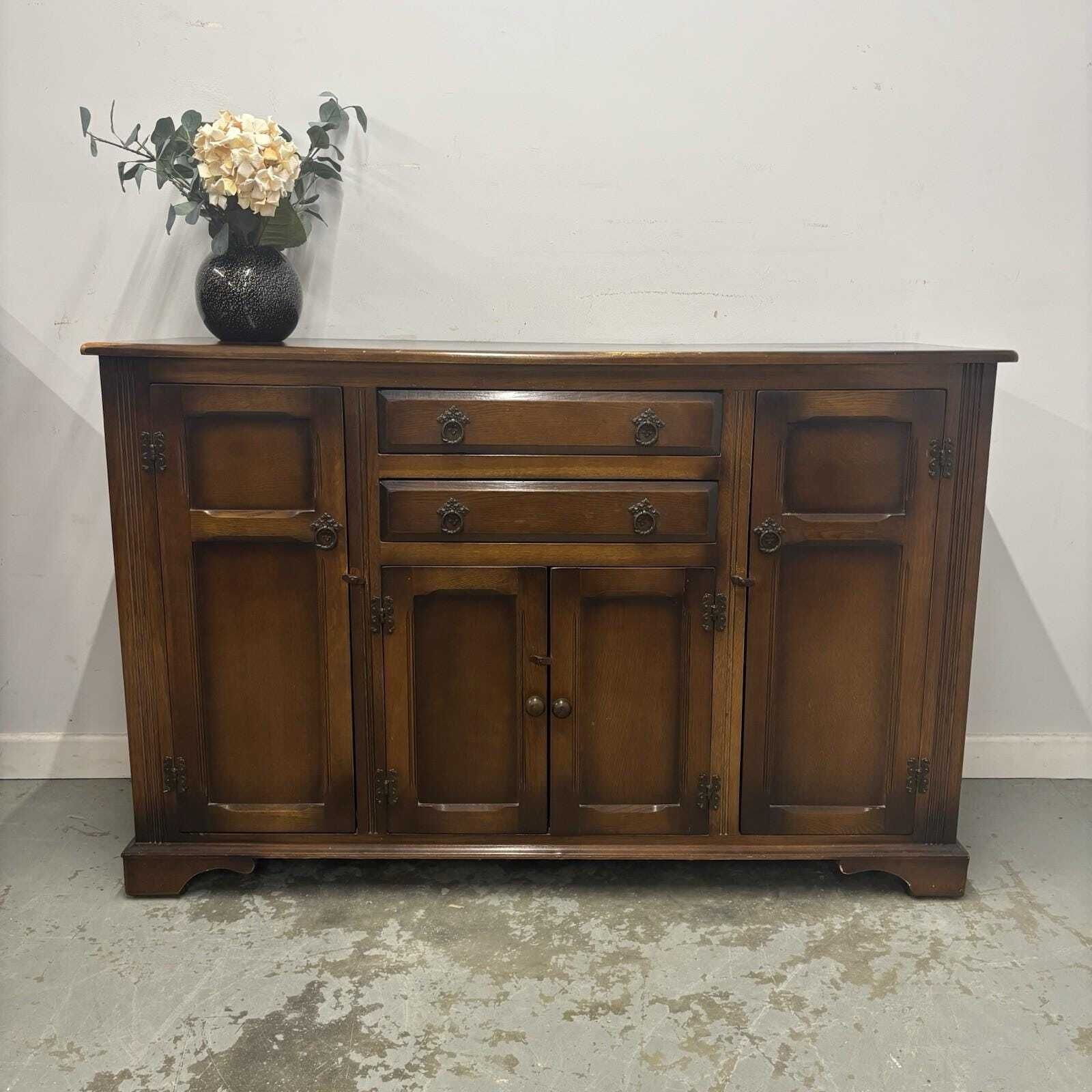 Vintage Wooden Sideboard Cabinet With Drawers & Cupboards – Traditional Storage