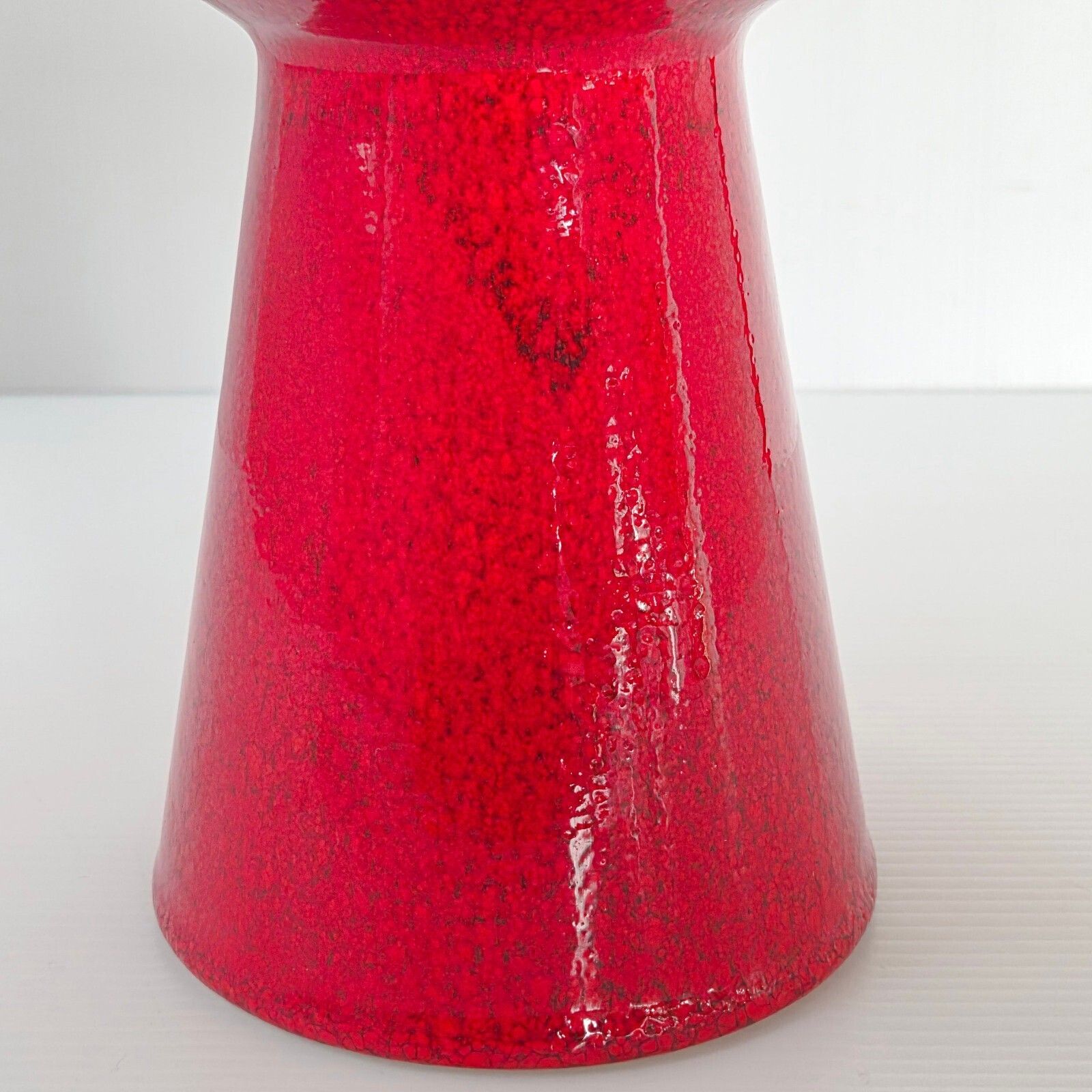 Vintage 1950s Italian Red Ceramic Vase, Retro Spaghetti Rockabilly Style photo for sale