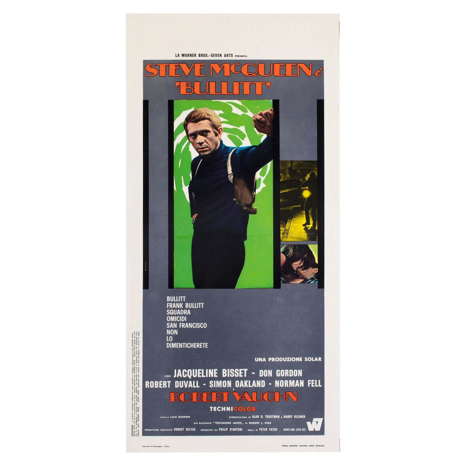 Affiche de cinéma italienne Bullitt 1969 Locandina, Renato Ferrini