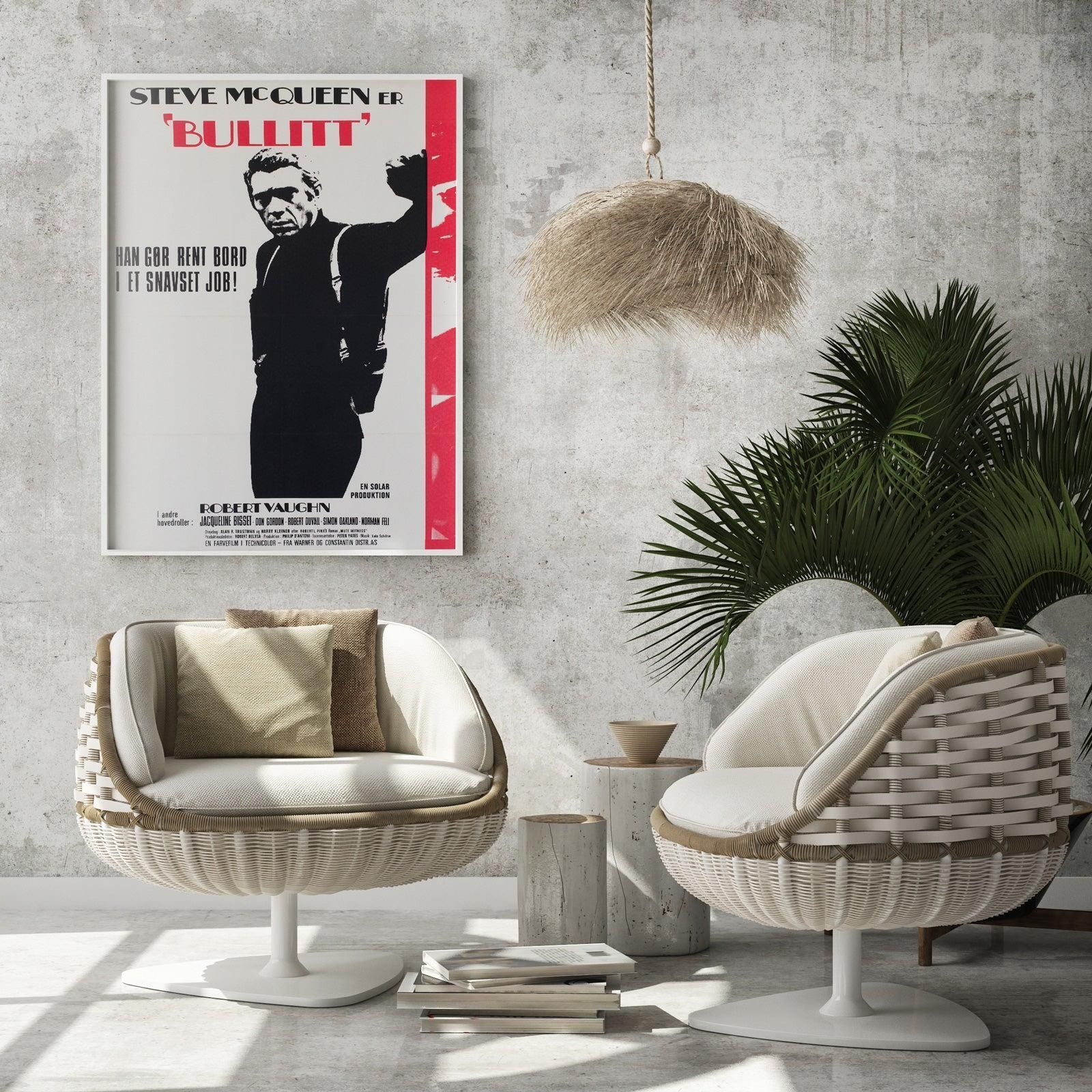Bullitt 1969 Danish 1 Sheet Film Poster photo furniture