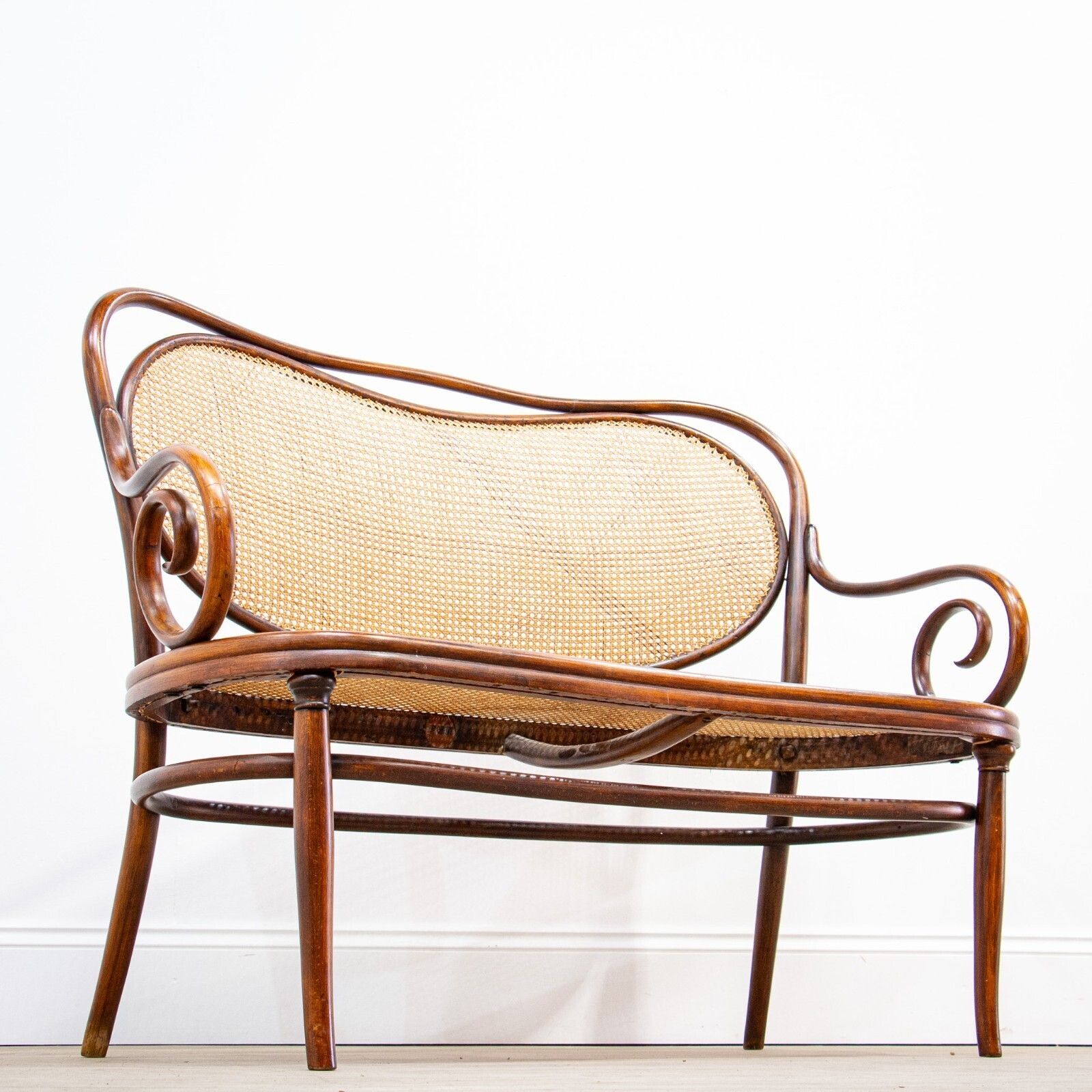 Late 19th Century Bentwood & Rattan Settee By Thonet photo furniture
