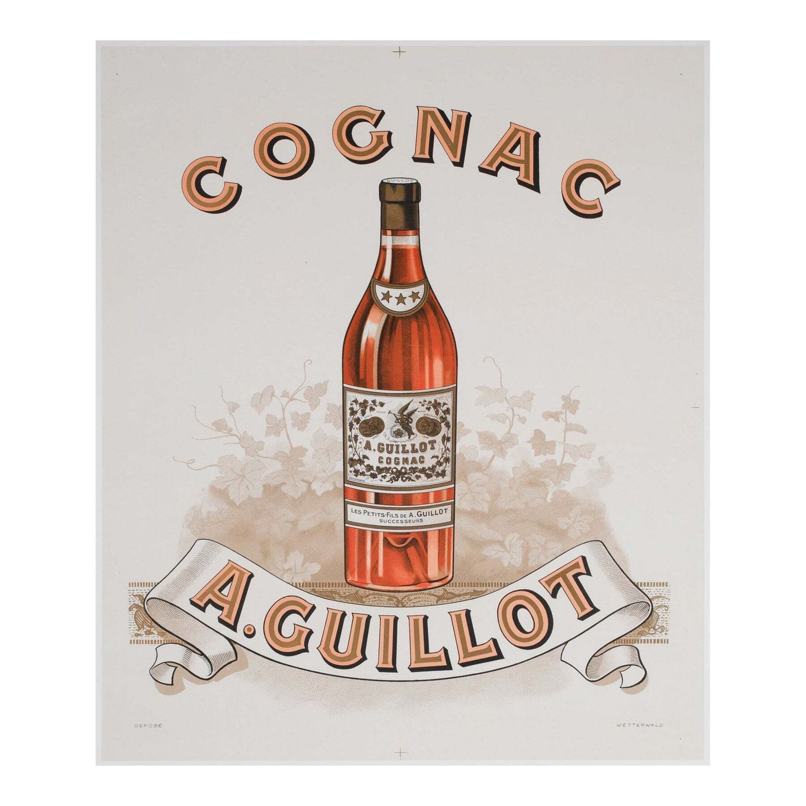 Cognac Guillot C1910 French Alcohol Advertising Poster