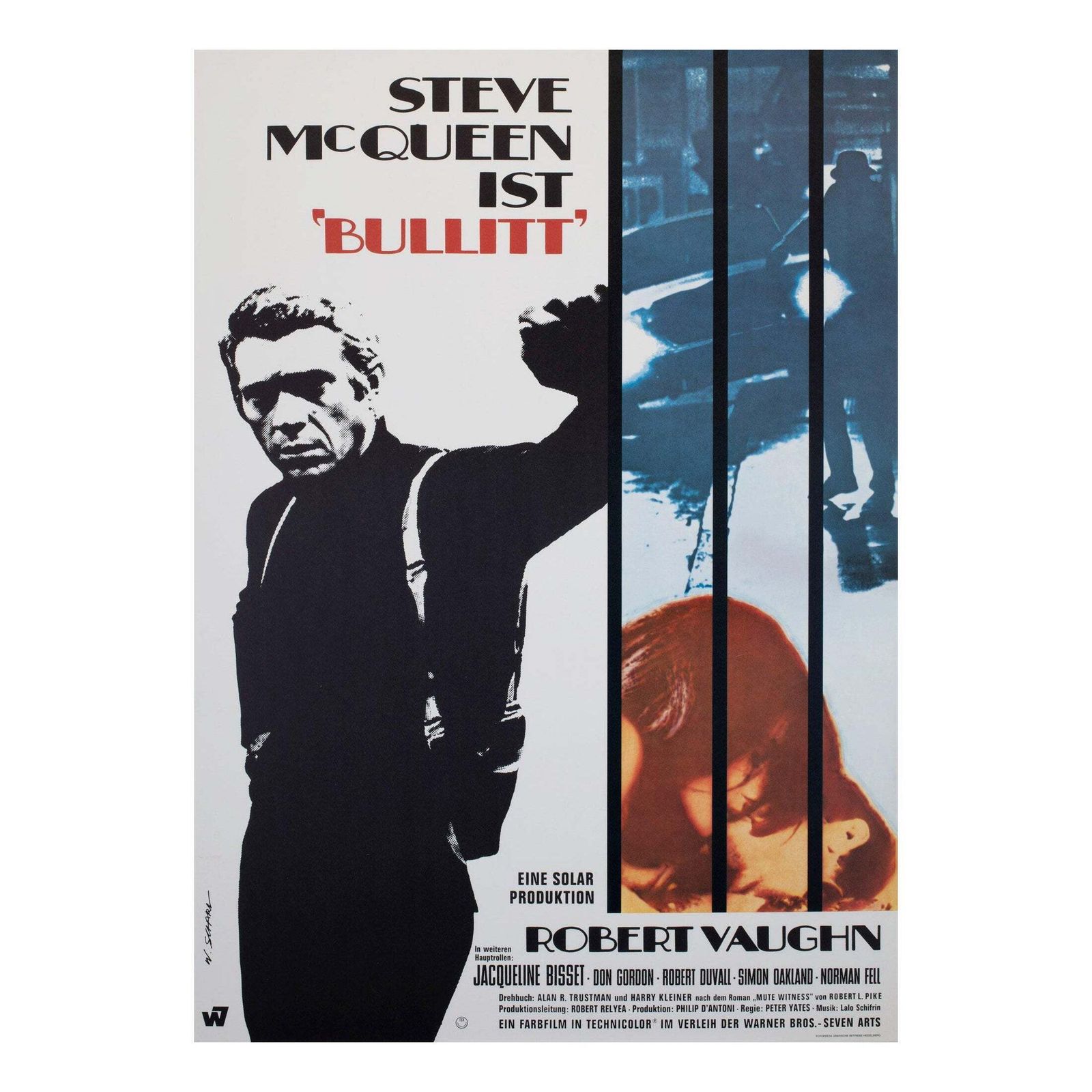 Bullitt 1968 German A1 Film Poster, Scharl
