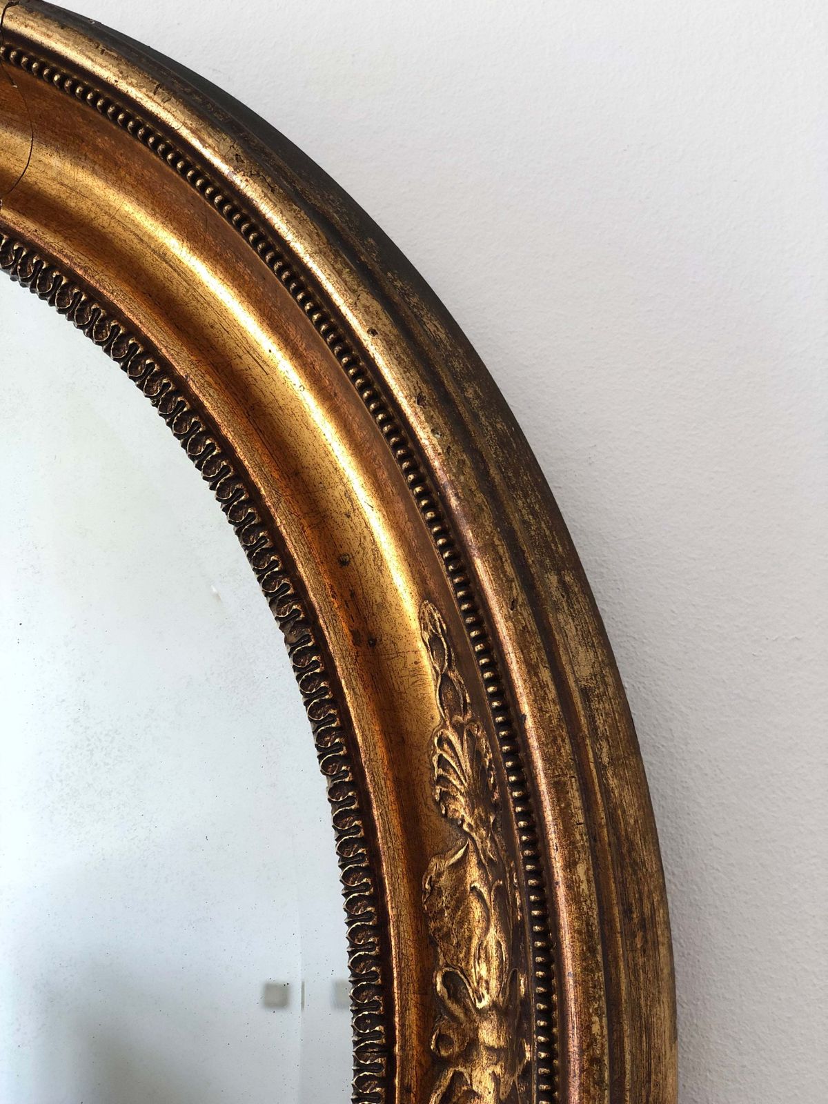 Antique Oval Giltwood Mirror France Late 19th Century photo vintage
