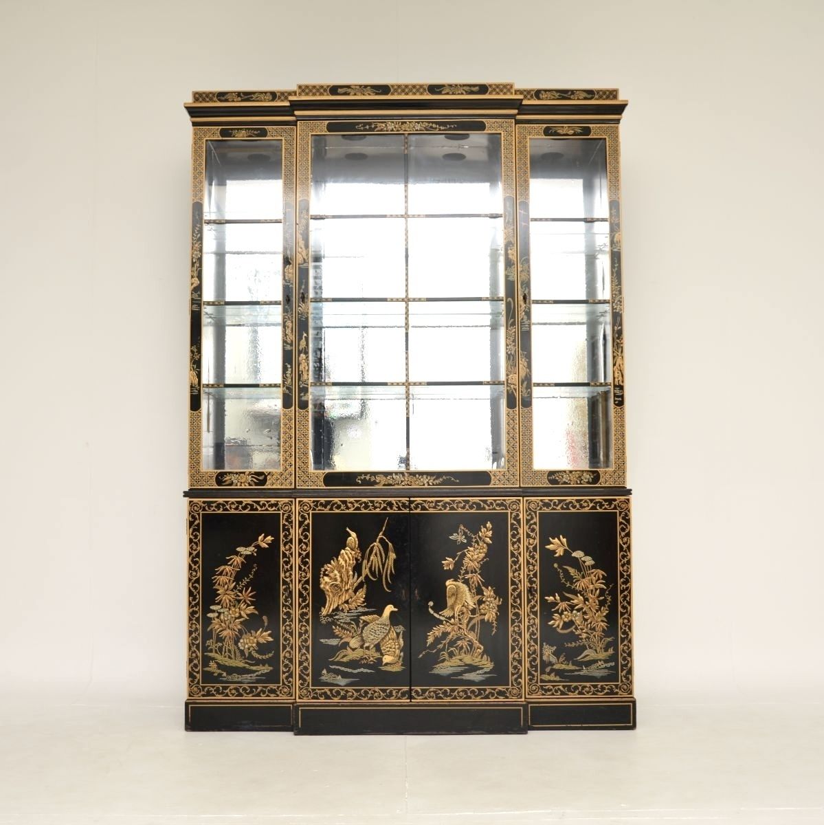 Antique Georgian Style Chinoiserie Breakfront Bookcase photo furniture