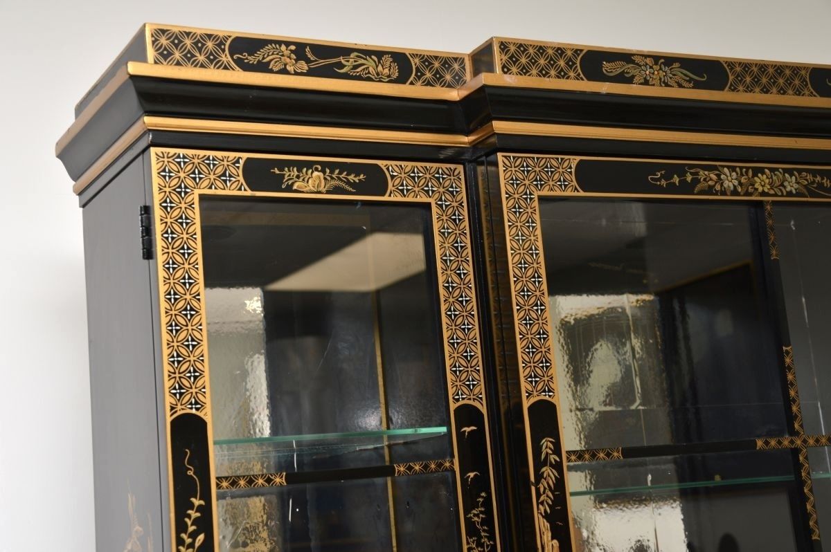 Antique Georgian Style Chinoiserie Breakfront Bookcase photo vintage