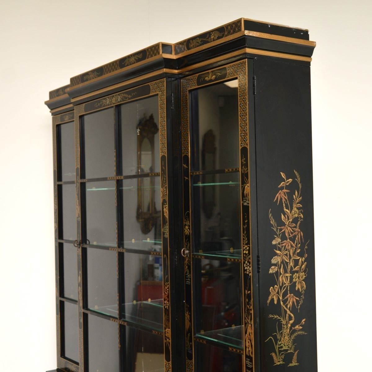 photo buy Antique Georgian Style Chinoiserie Breakfront Bookcase