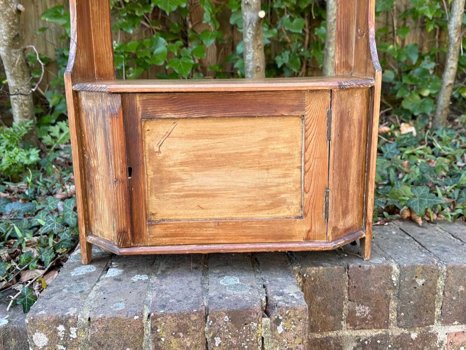 Vintage Rustic Pine Wall Cabinet Shelf Cupboard Farmhouse Storage photo vinterior