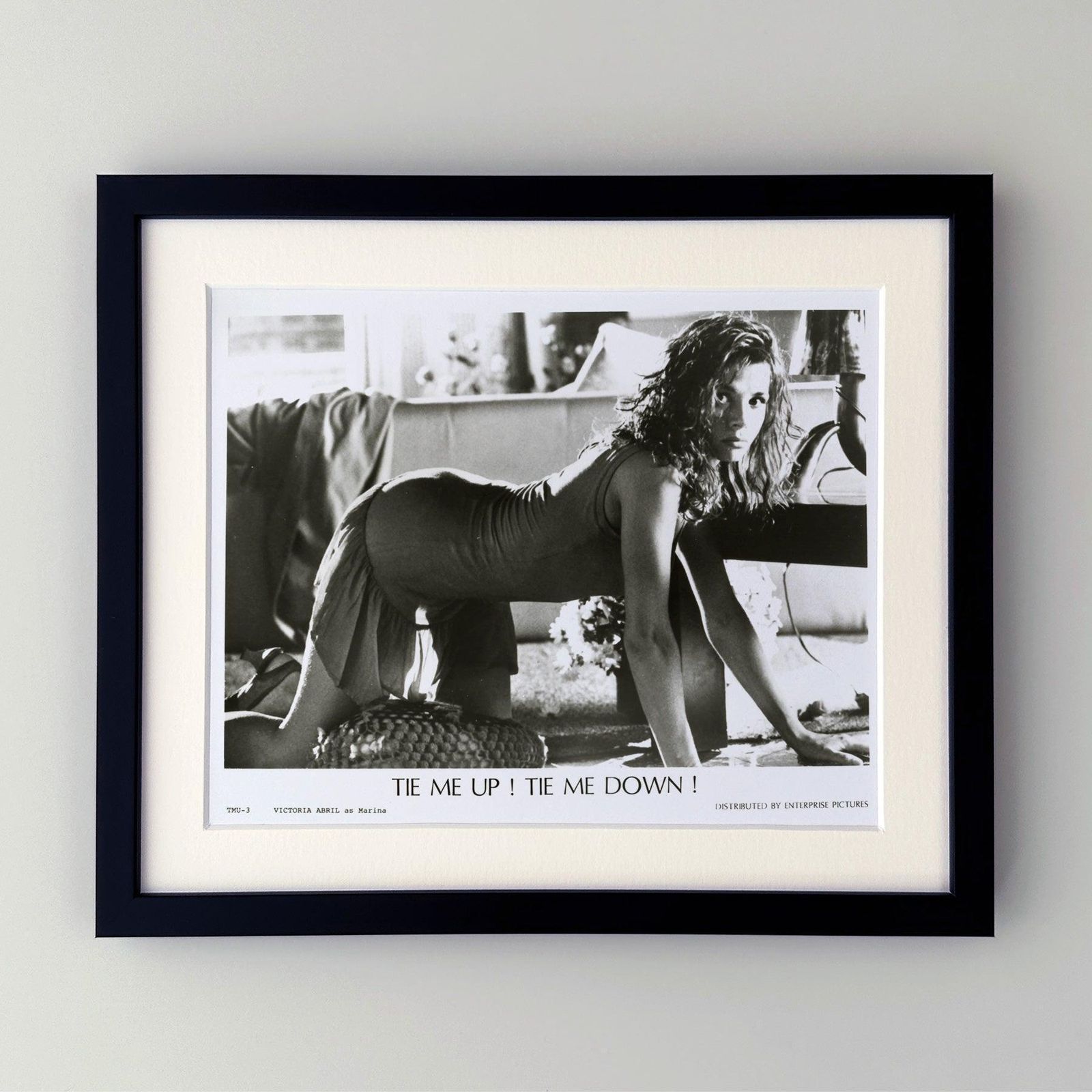 Photogramme de presse du film *Tie Me Up! Tie Me Down!* (1989), encadré photo furniture