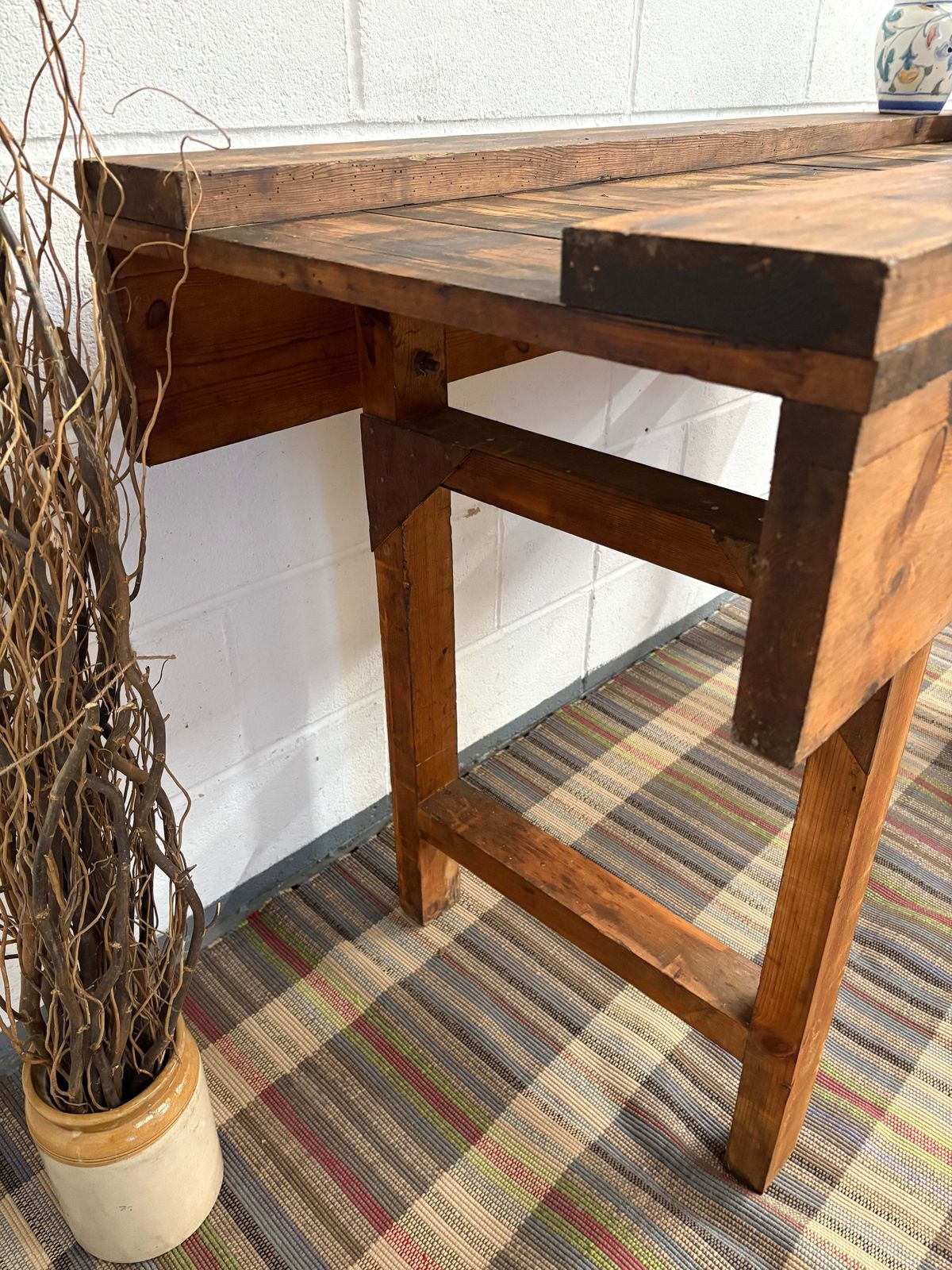 Large Reclaimed Vintage Workbench Chunky Kitchen Island Prep Unit Freestanding photo vinterior