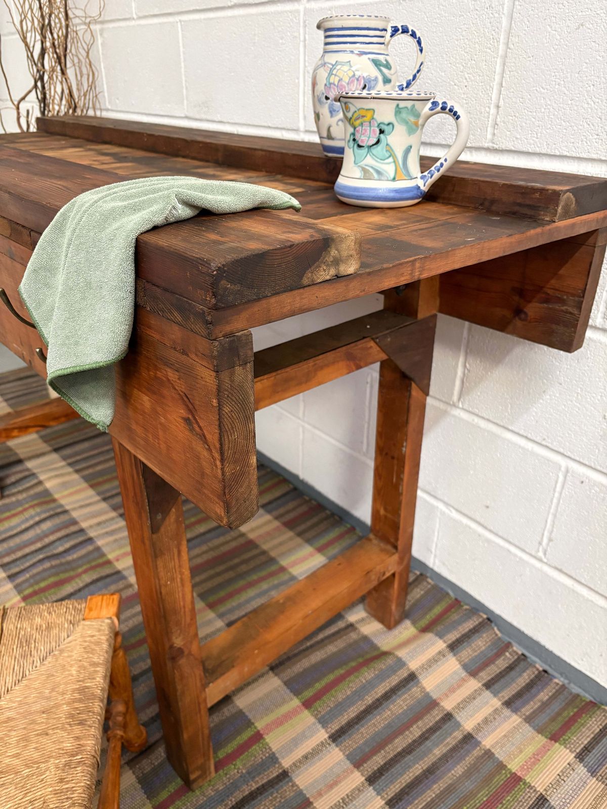 Large Reclaimed Vintage Workbench Chunky Kitchen Island Prep Unit Freestanding photo buy