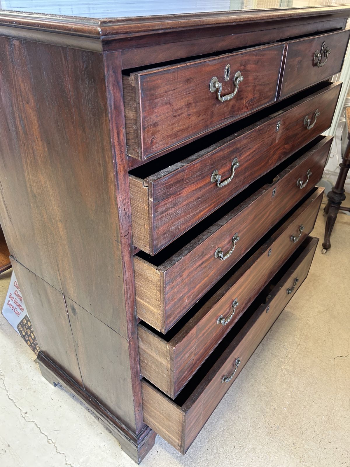 595.0 Early Victorian Two Piece Mahogany Chest Of Drawers photo