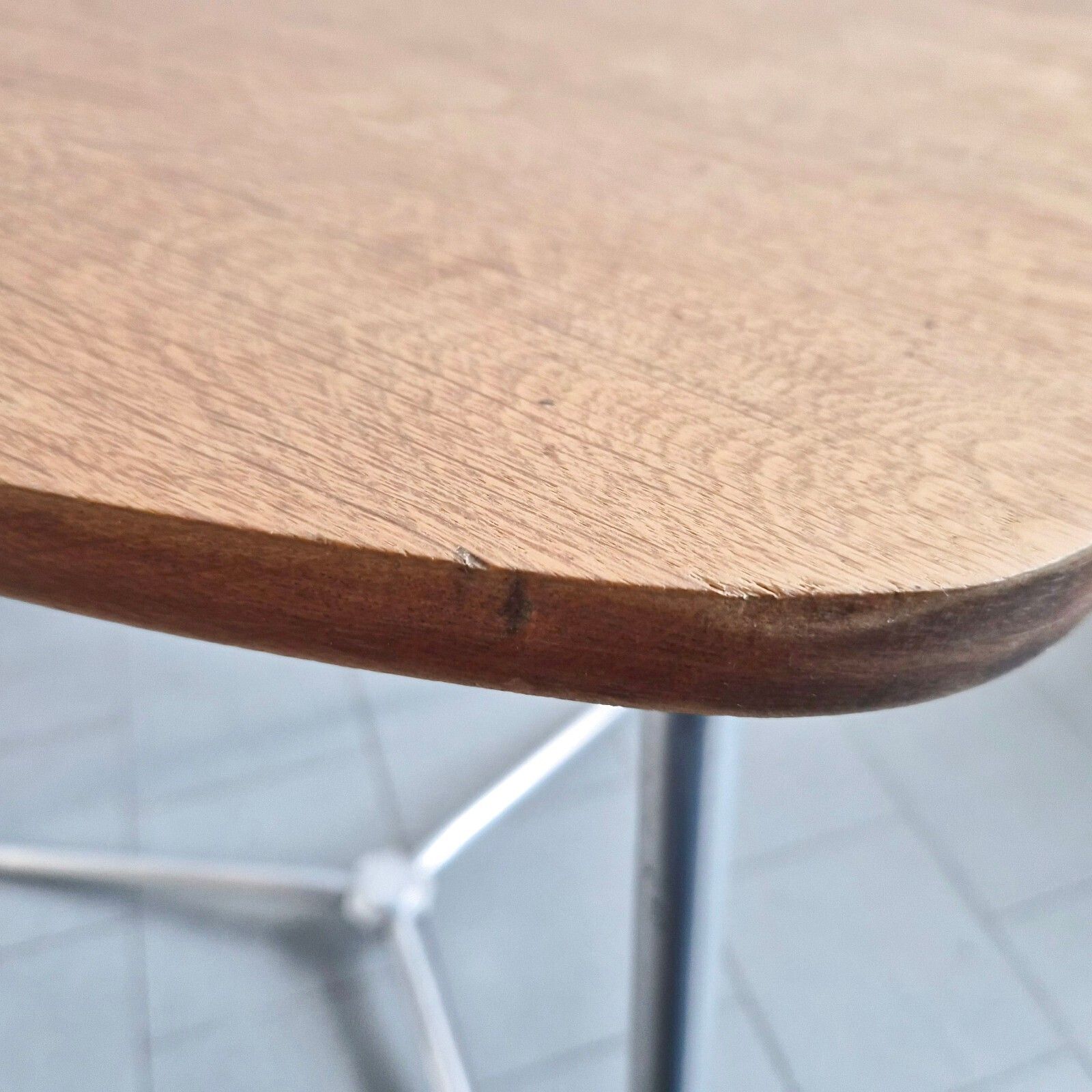 Vintage Gueridon Side Table 1950 Beech & Aluminum Dlg Jacques Hitier 50s photo vinterior