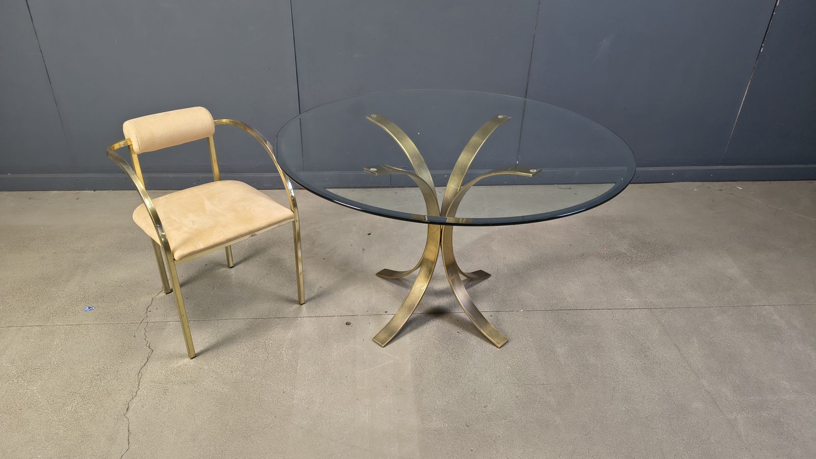 Vintage Brass Dining Set By Belgochrom, 1970s photo vintage