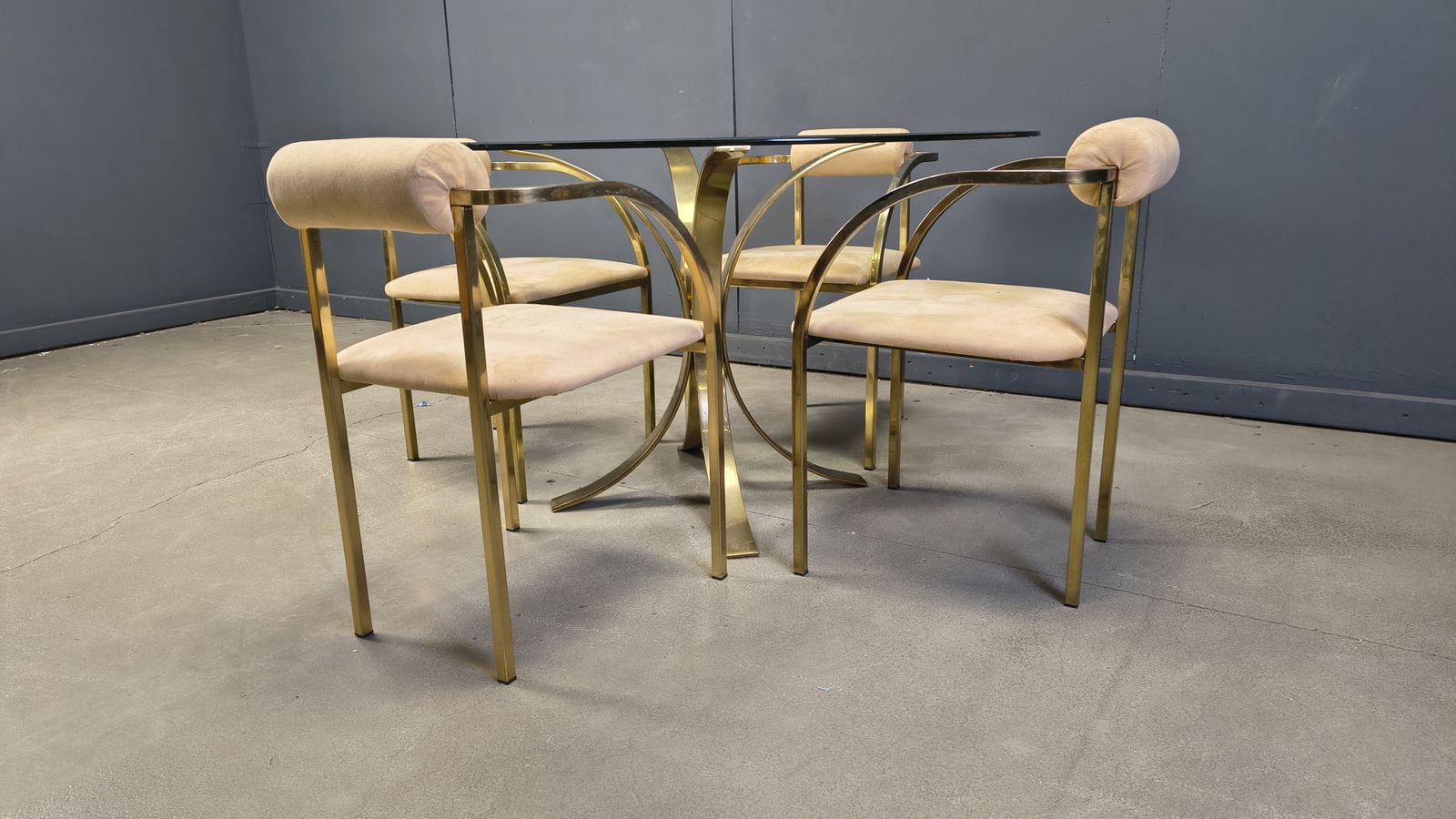 photo furniture Vintage Brass Dining Set By Belgochrom, 1970s
