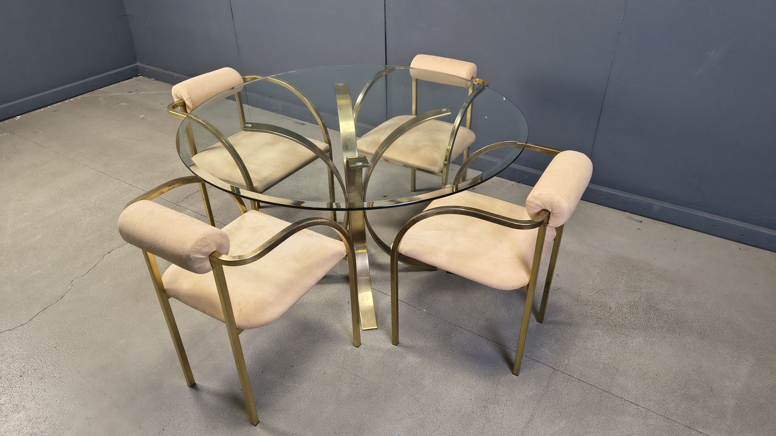 photo for sale Vintage Brass Dining Set By Belgochrom, 1970s