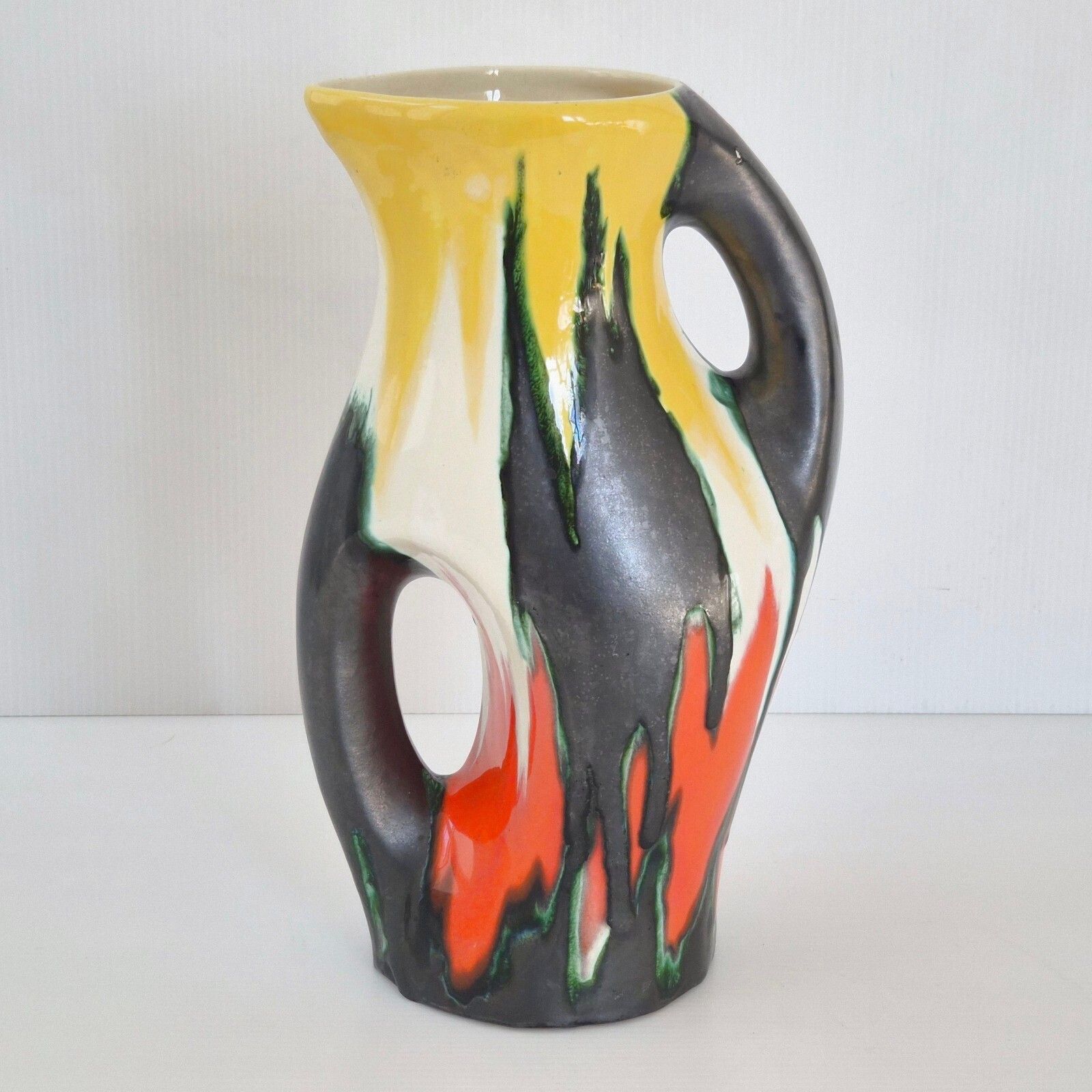 Vintage 1950s Pitcher Shaped Vase, Sainte Radegon De Touraine Ceramic, 1950s